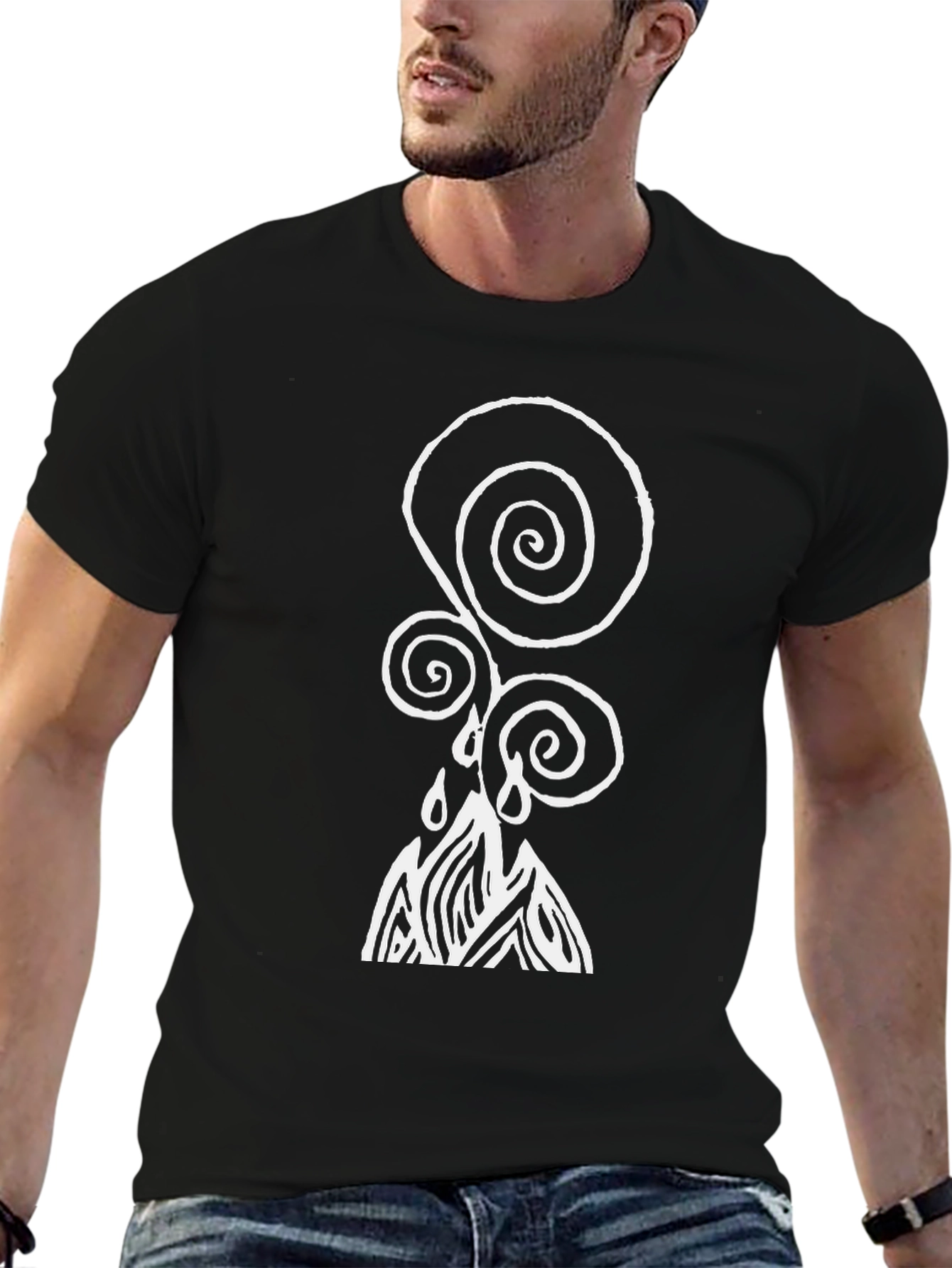 Unique Graphic Print Black T-Shirt