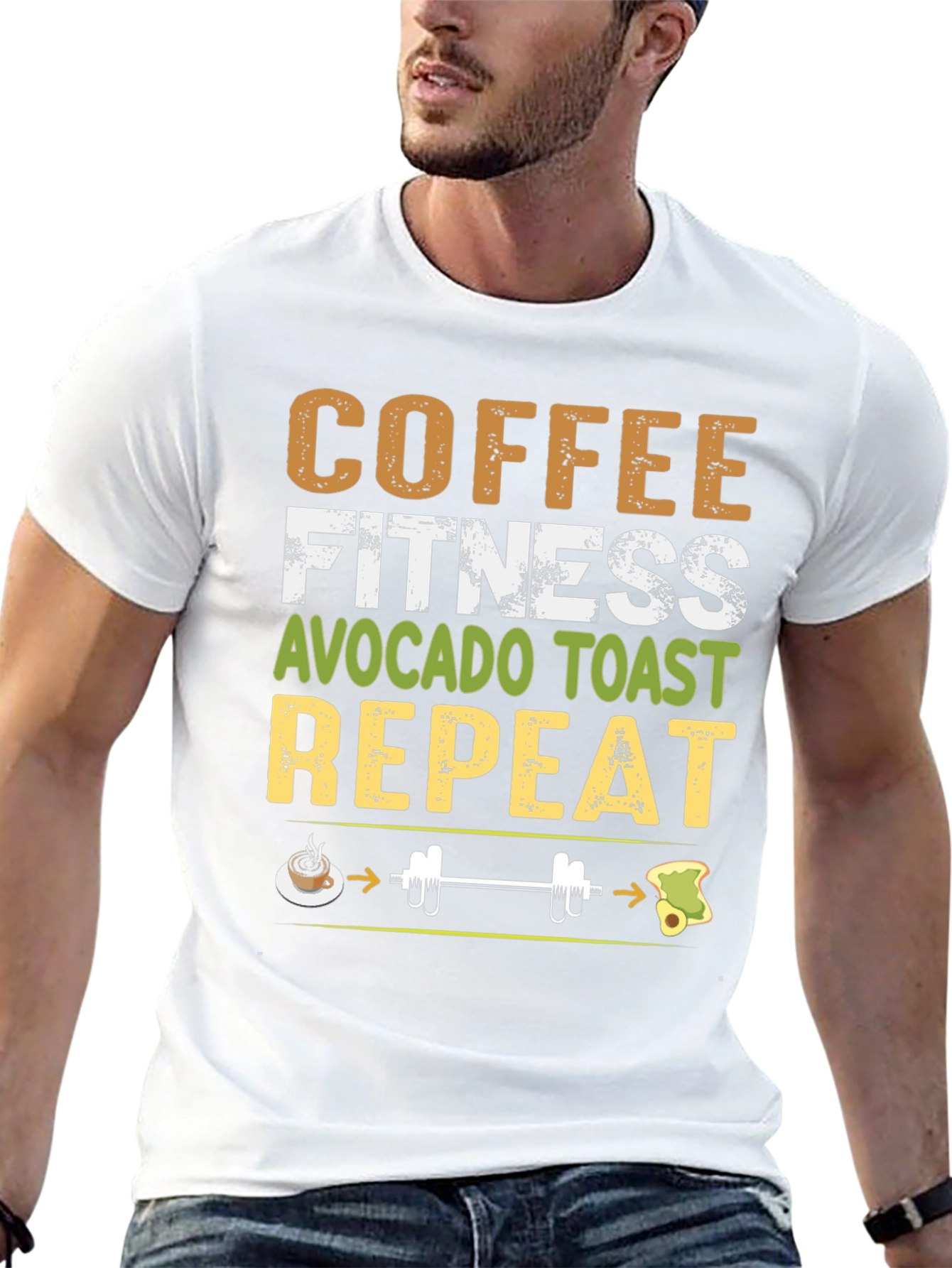 Coffee Fitness Avocado Toast Repeat Graphic Tee