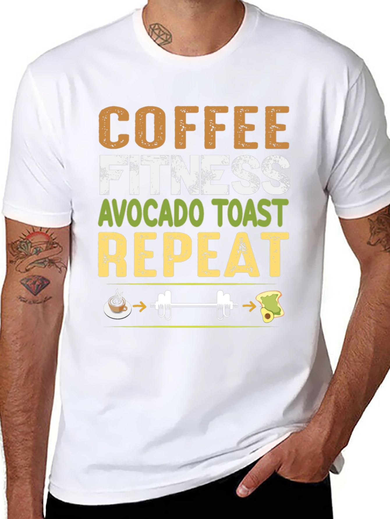 Coffee Fitness Avocado Toast Repeat Graphic Tee