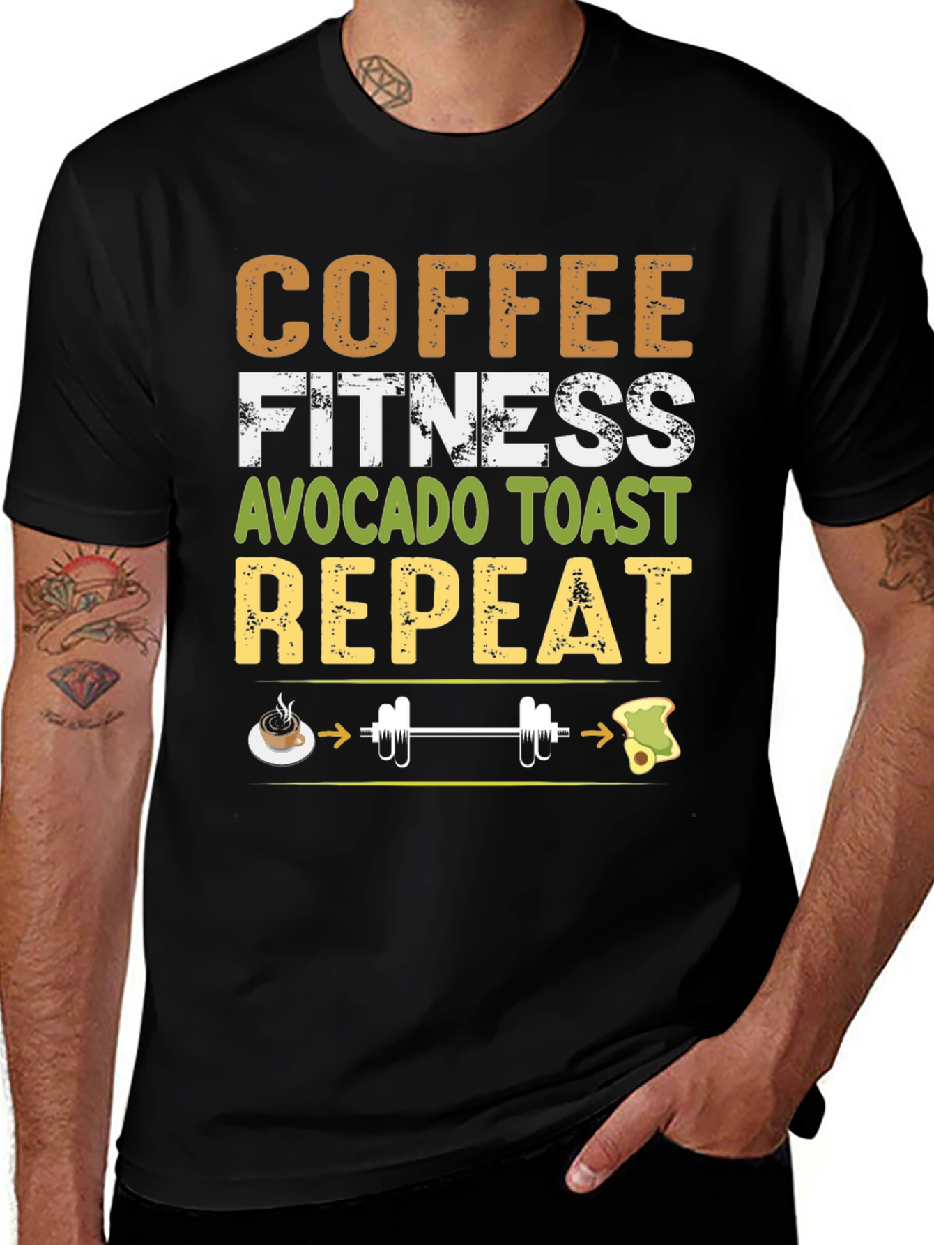 Coffee Fitness Avocado Toast Repeat Graphic Tee