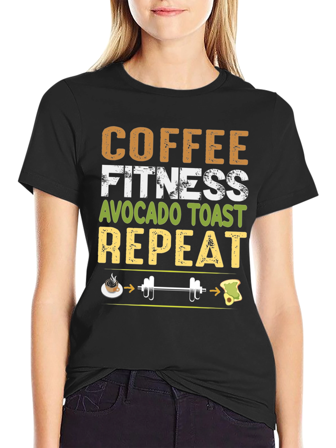 Coffee Fitness Avocado Toast Repeat Graphic Tee
