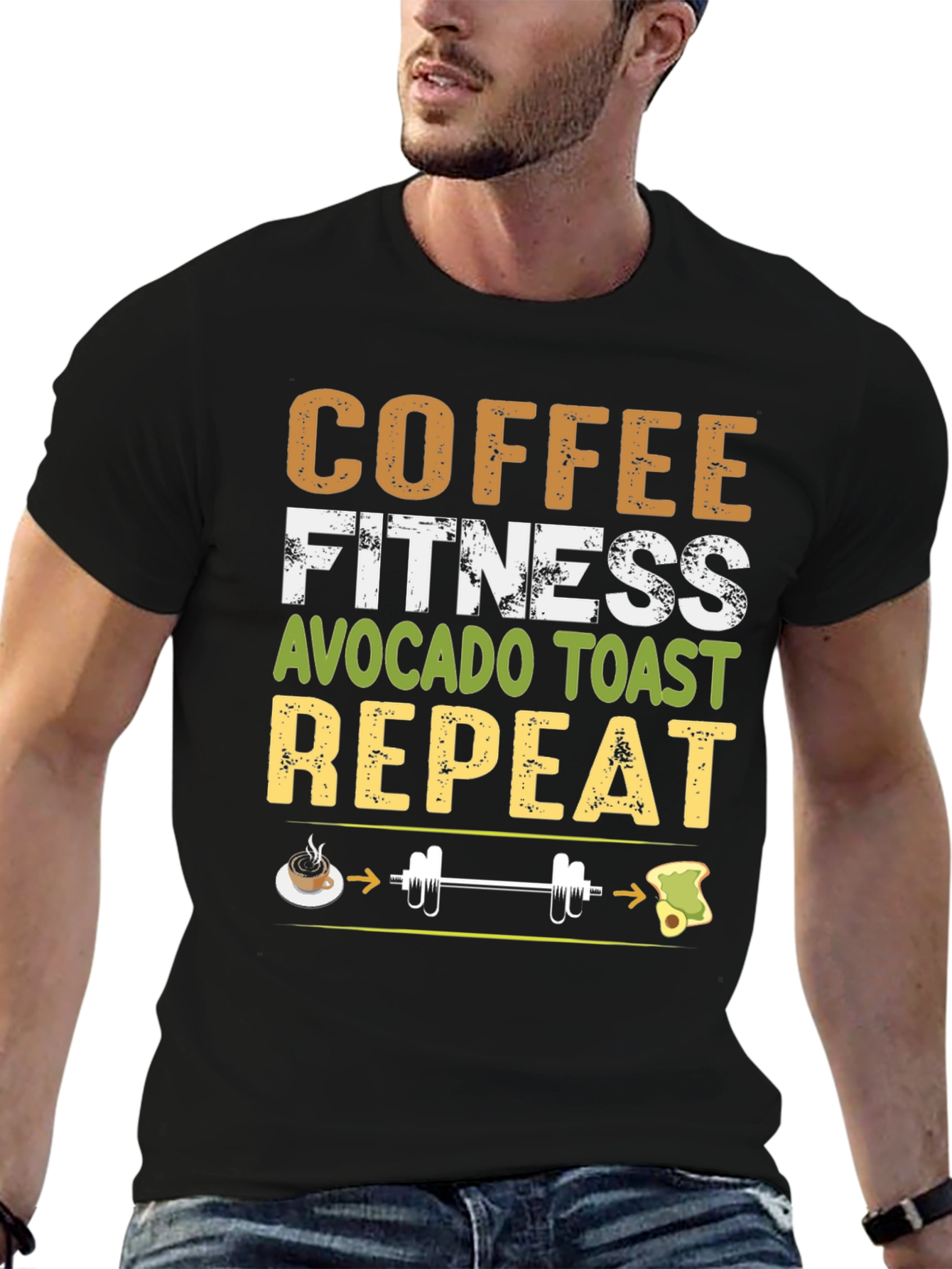 Coffee Fitness Avocado Toast Repeat Graphic Tee