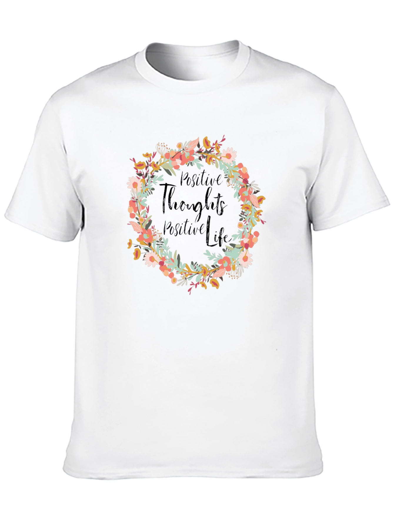 Positive Thoughts Floral Wreath Graphic Tee