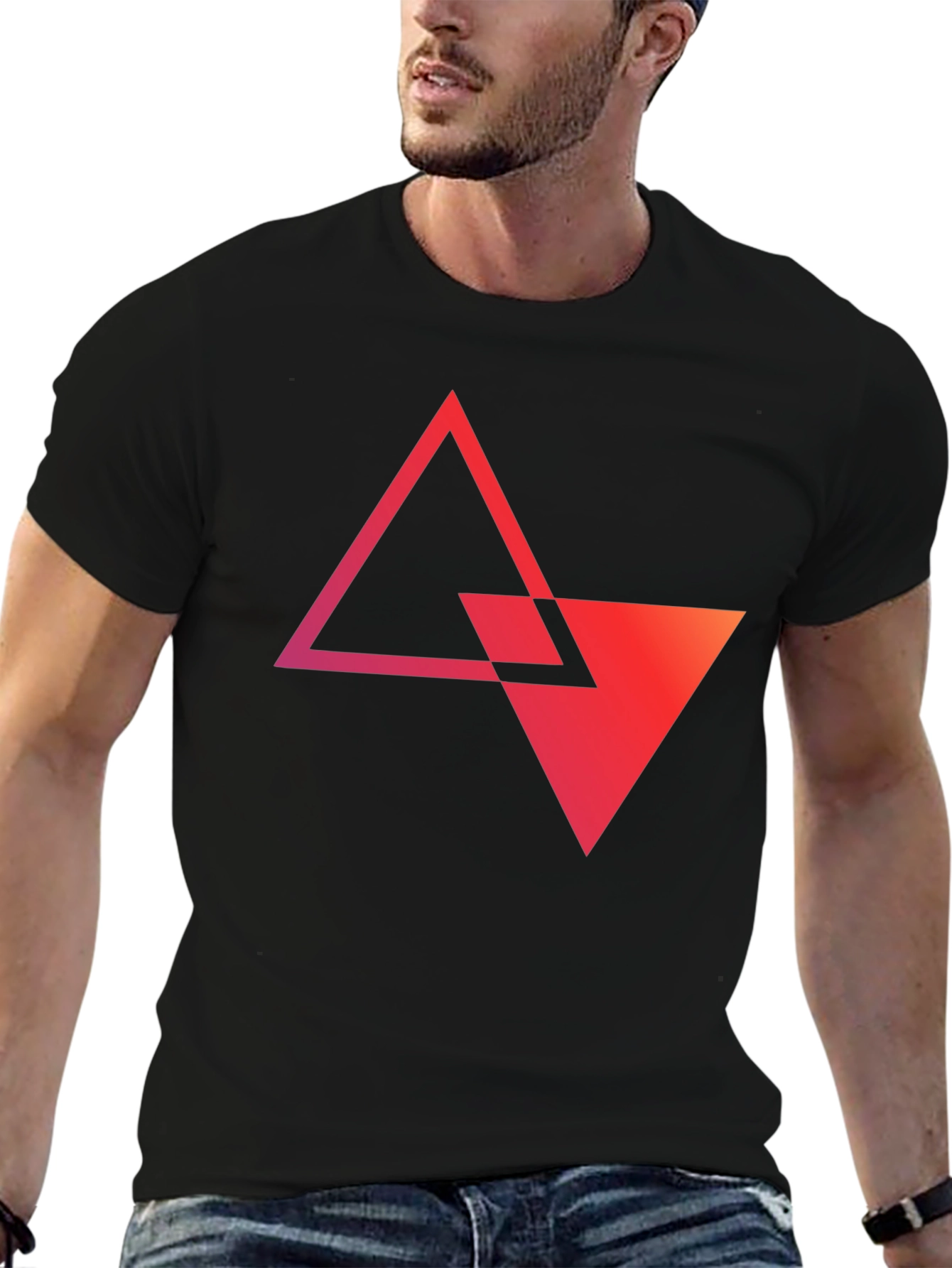 Geometric Triangle Graphic Tee - Modern Style