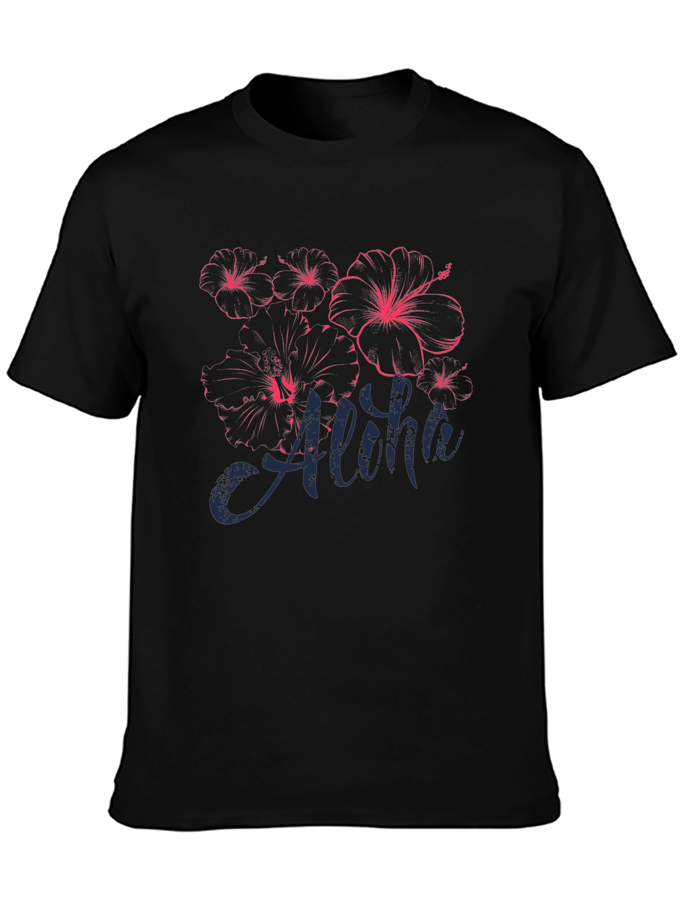 Aloha Hibiscus Graphic T-Shirt - Black