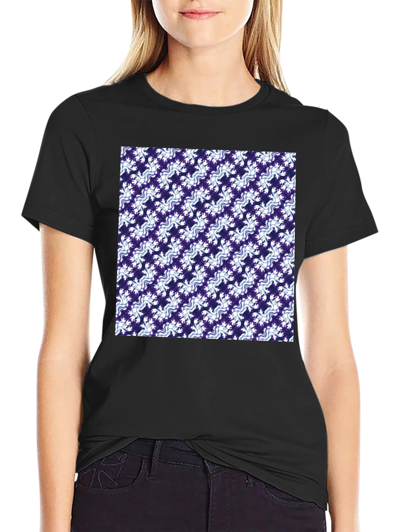Stylish Patterned Mens Black T-Shirt