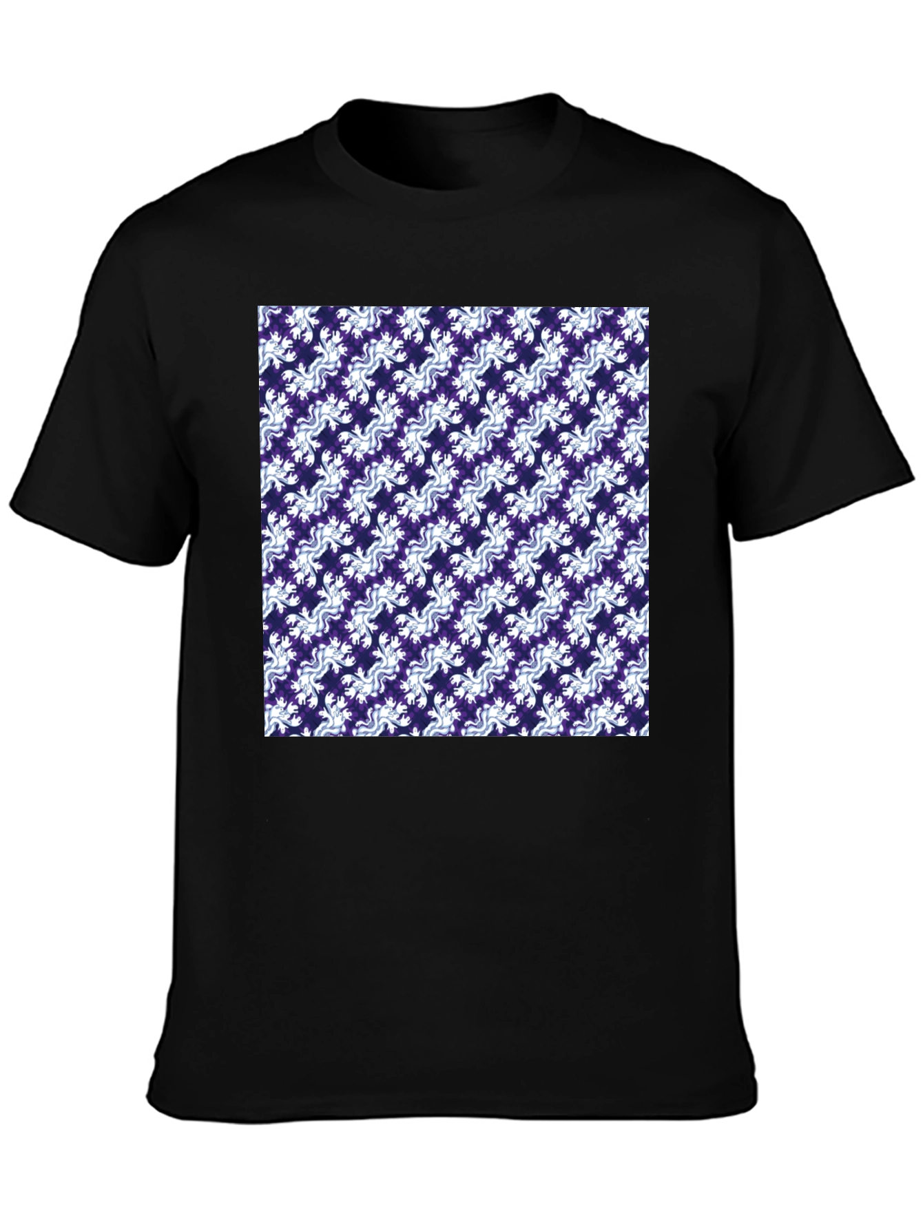 Stylish Patterned Mens Black T-Shirt