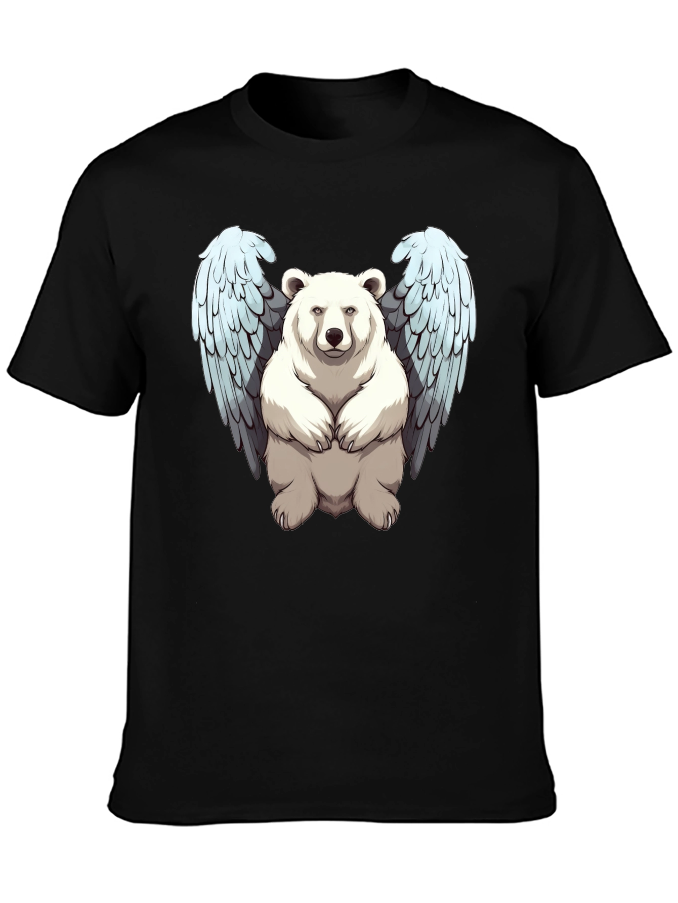 Bear with Wings Graphic Tee - Black Cotton Blend