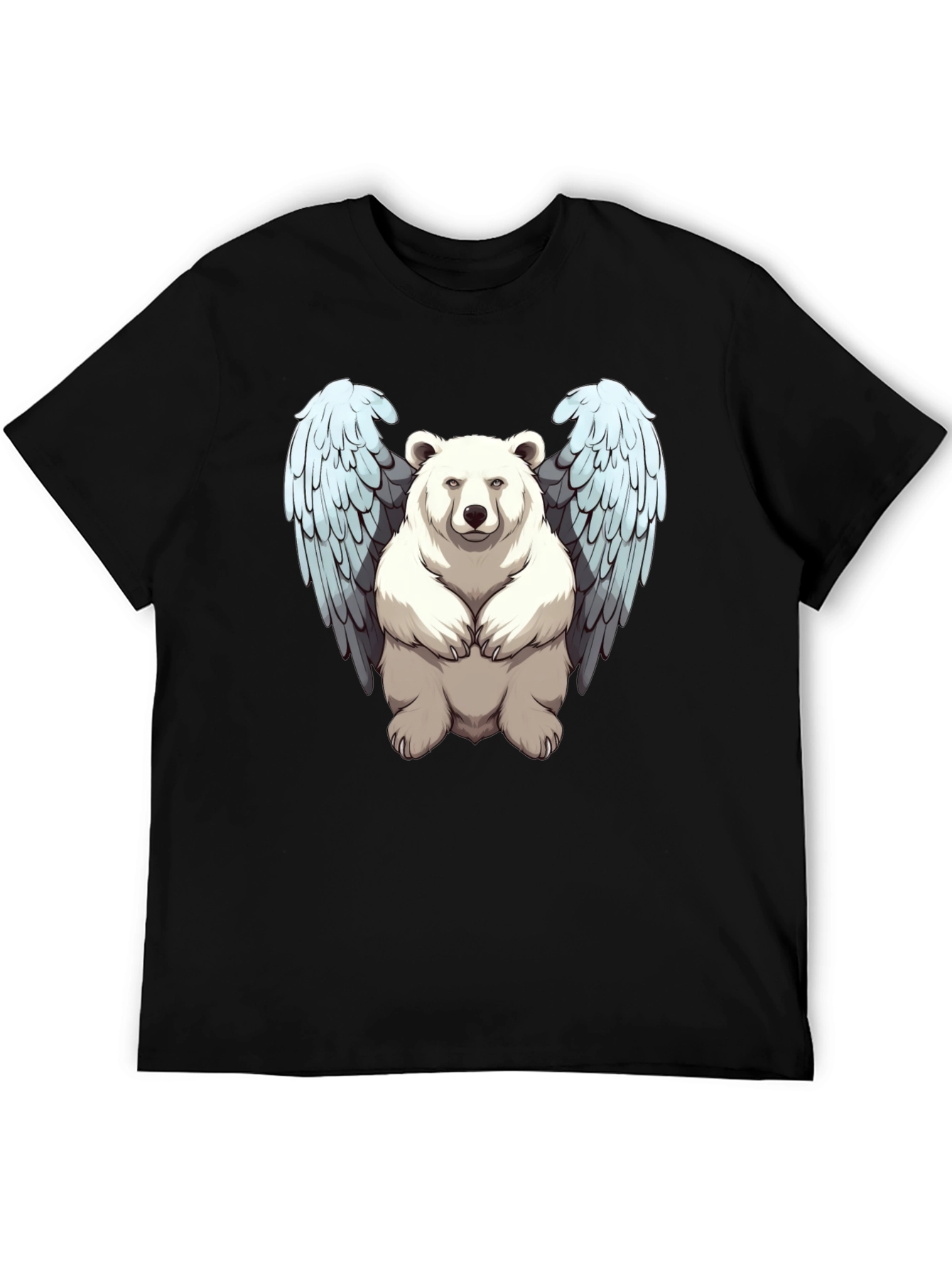 Bear with Wings Graphic Tee - Black Cotton Blend