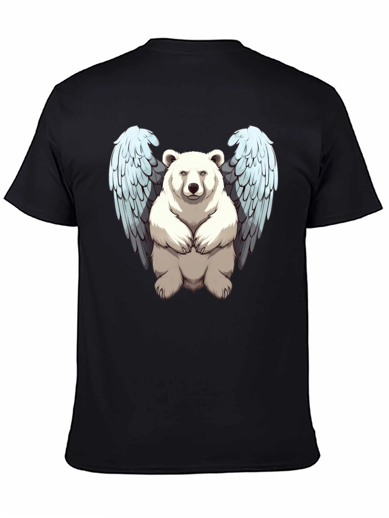 Bear with Wings Graphic Tee - Black Cotton Blend
