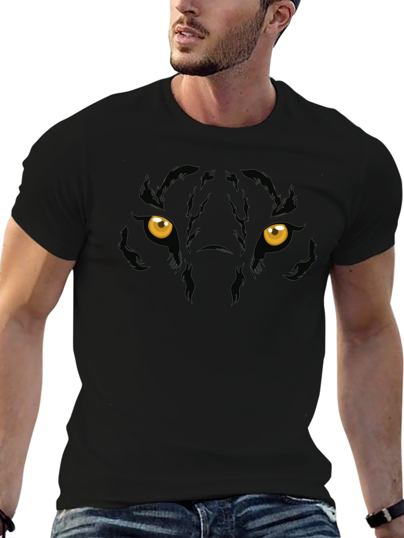 Black Panther Eyes Graphic Print Mens T-Shirt