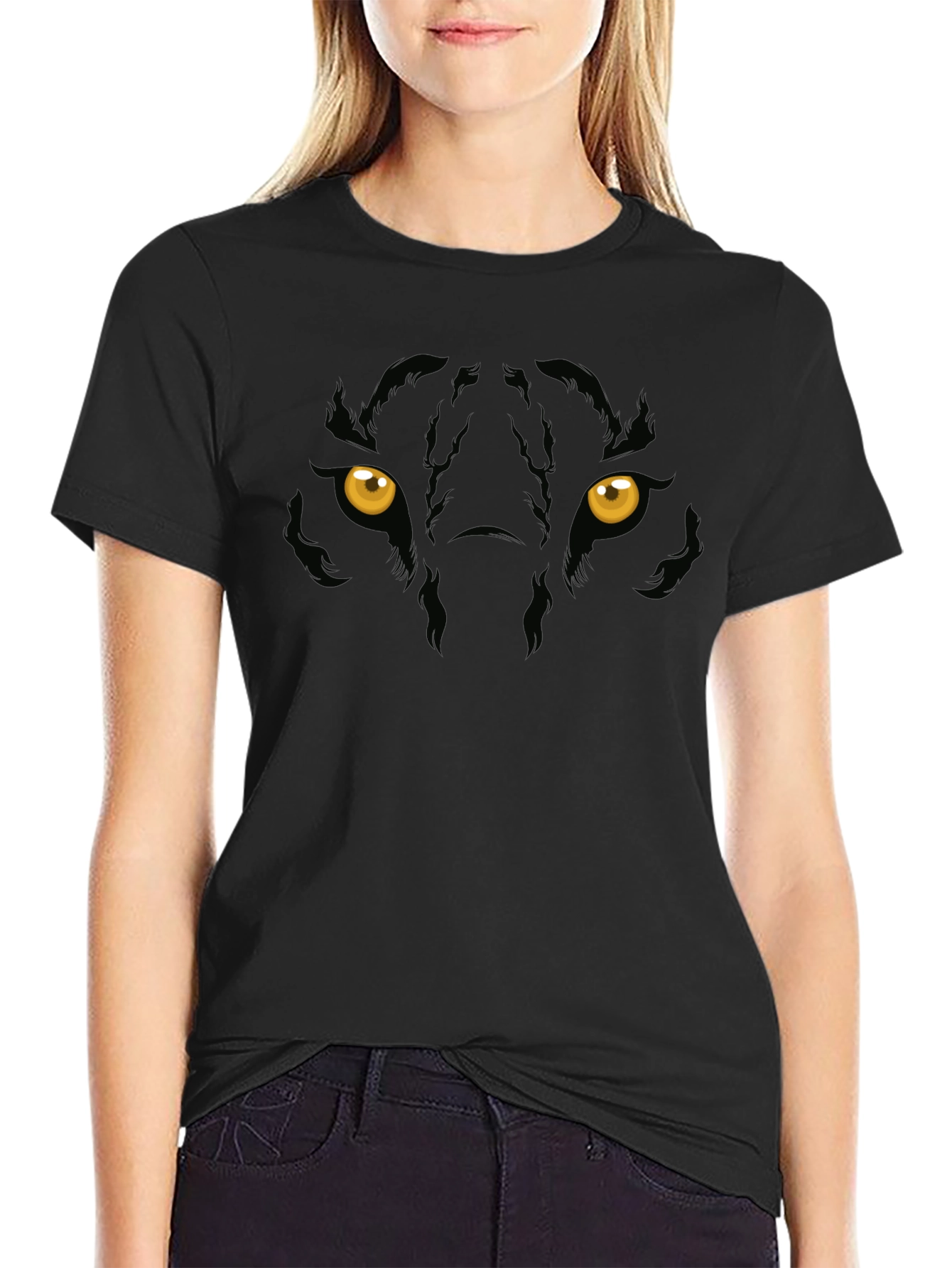 Black Panther Eyes Graphic Print Mens T-Shirt