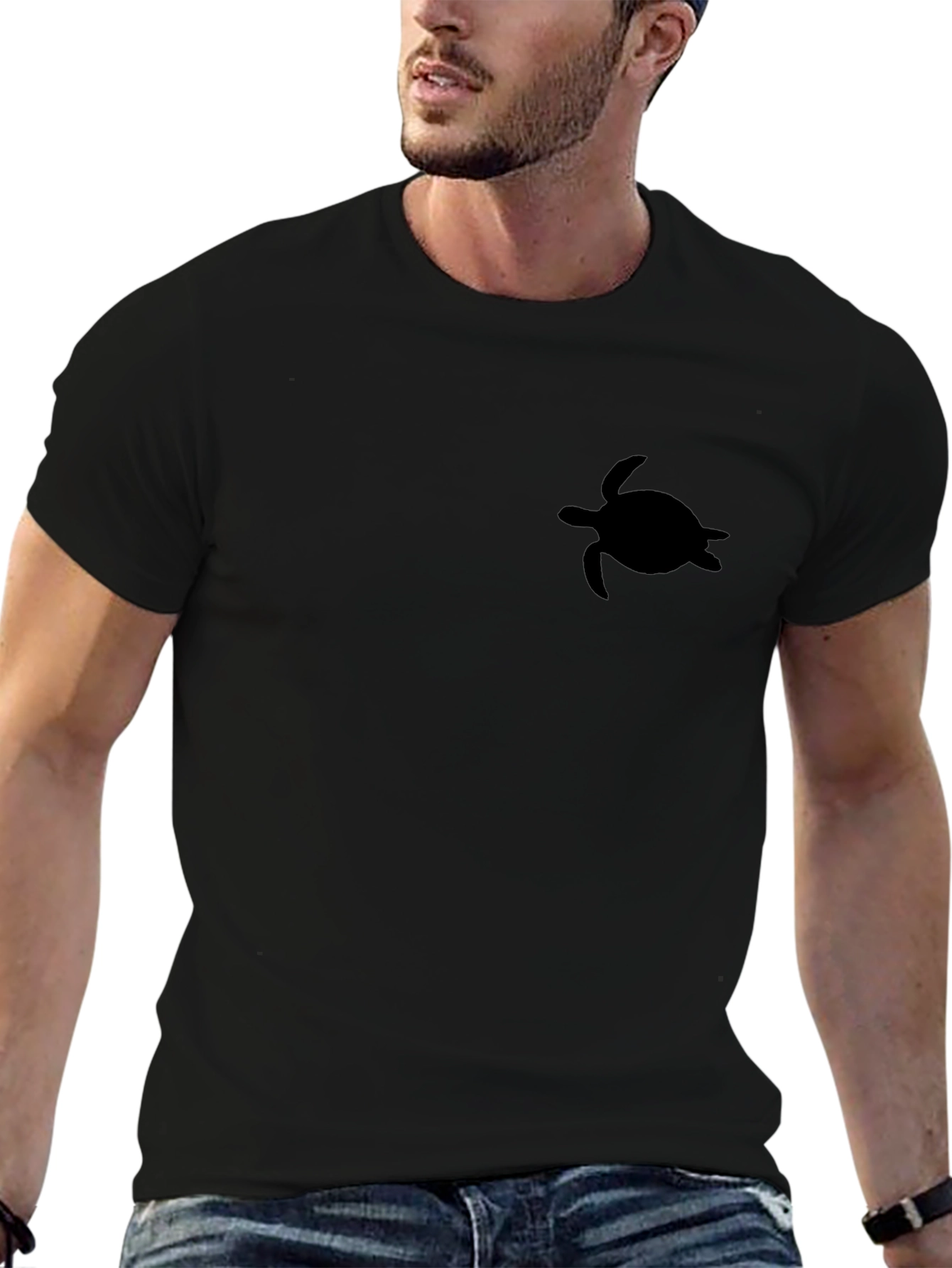 Mens Black Turtle Graphic Tee - Casual Comfort