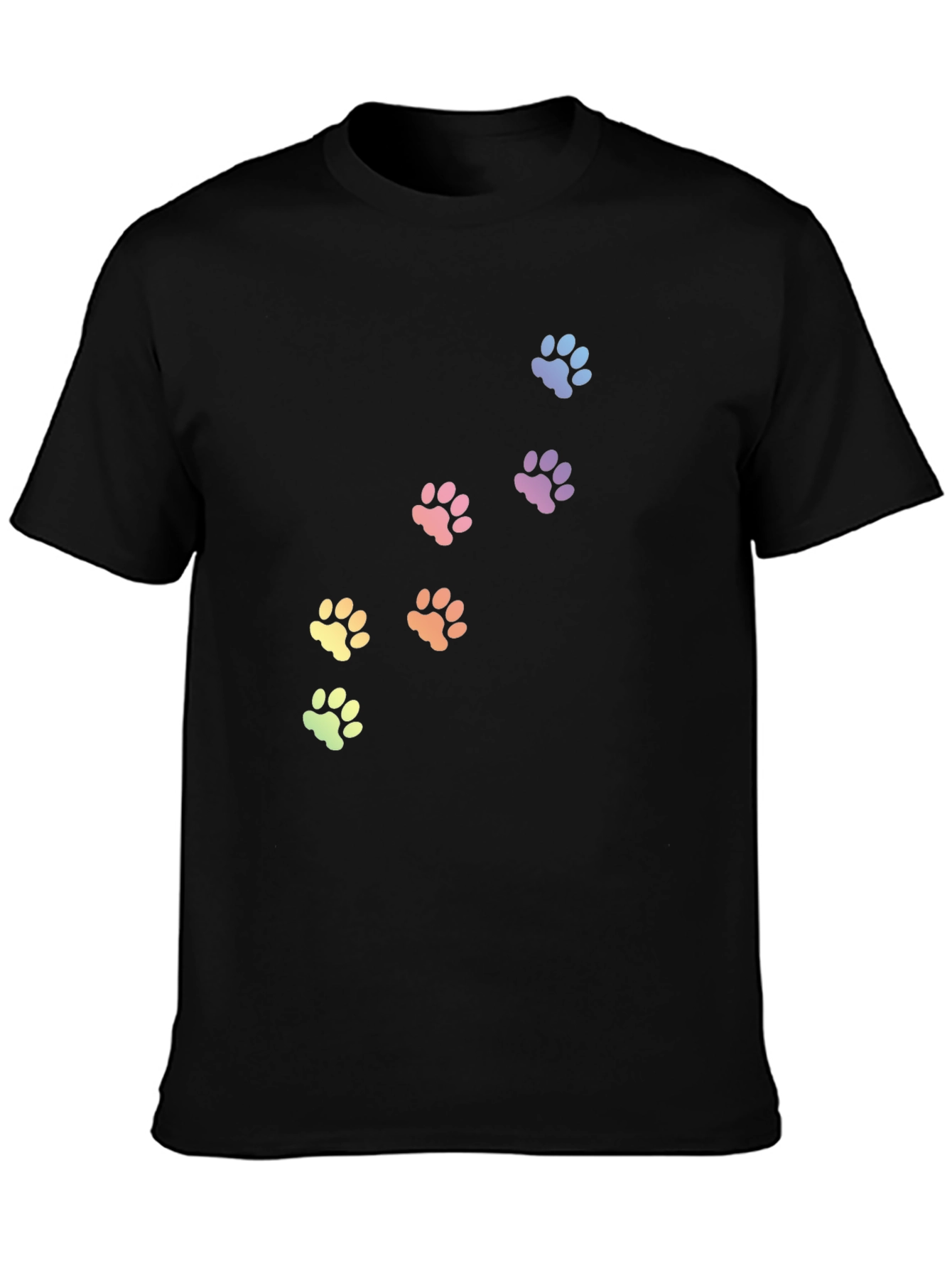 Rainbow Paw Print T-Shirt - Black