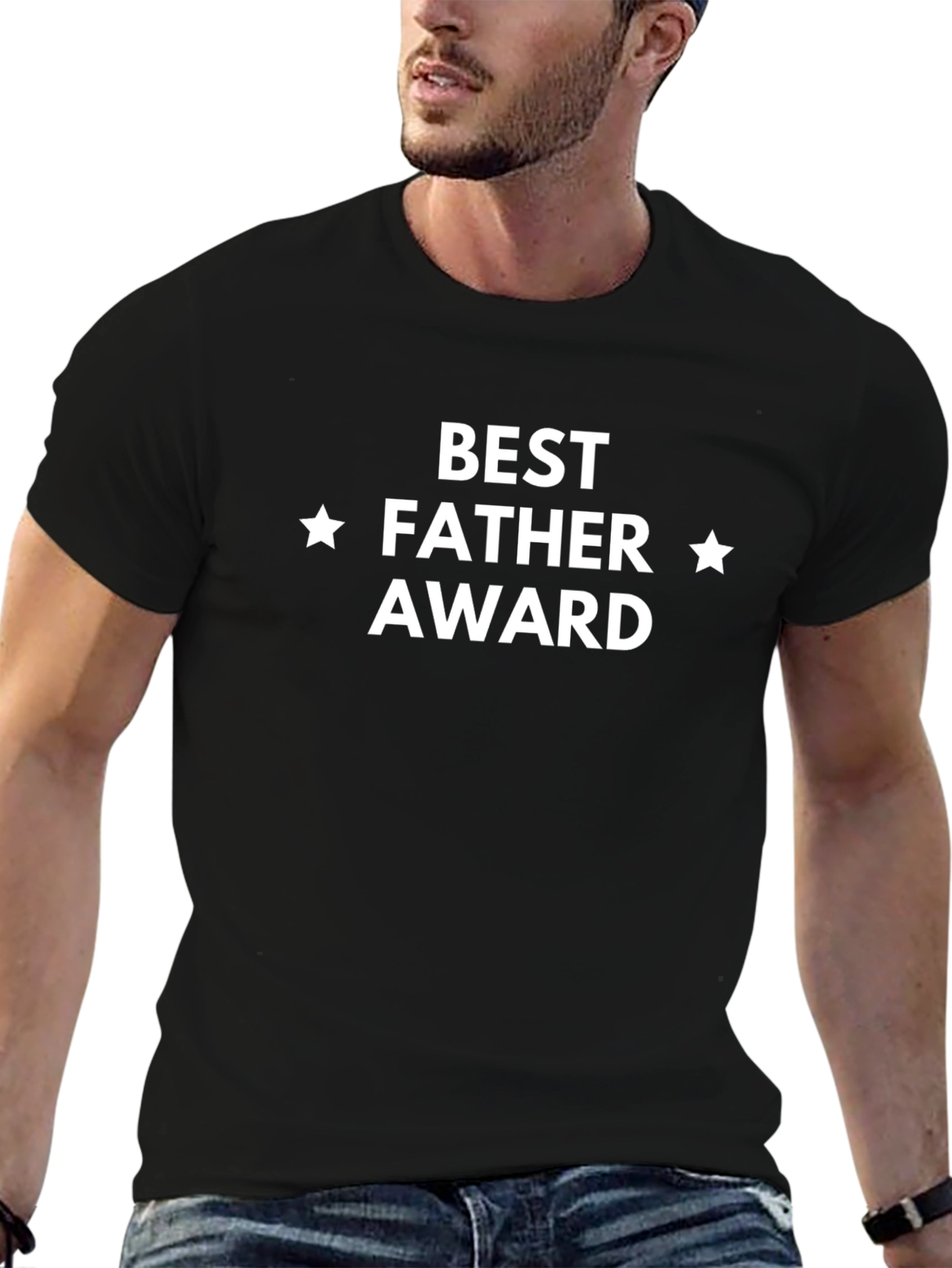 Best Father Award Graphic T-Shirt - Black