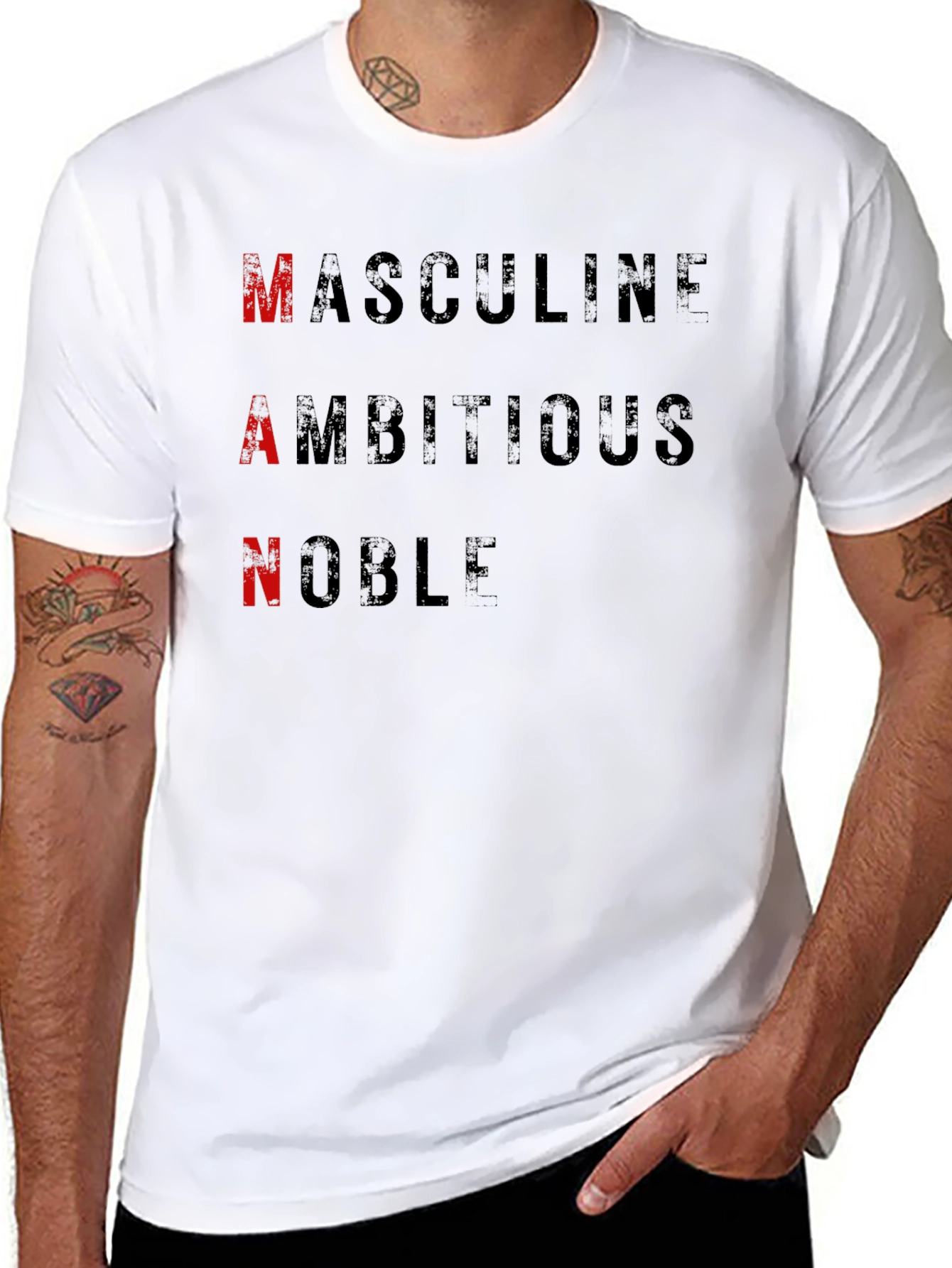 MAN Black Graphic Tee - Masculine Ambitious Noble