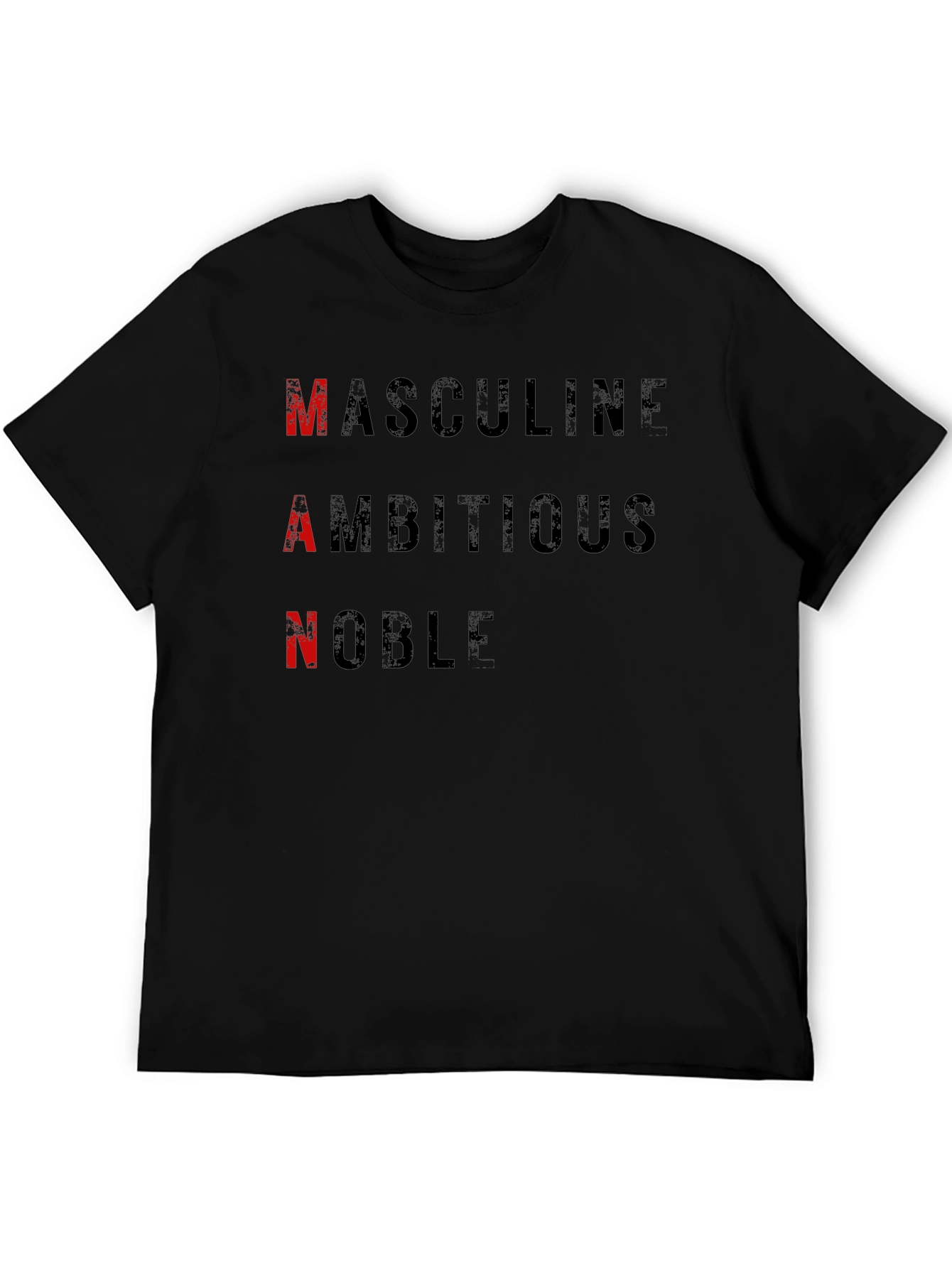 MAN Black Graphic Tee - Masculine Ambitious Noble