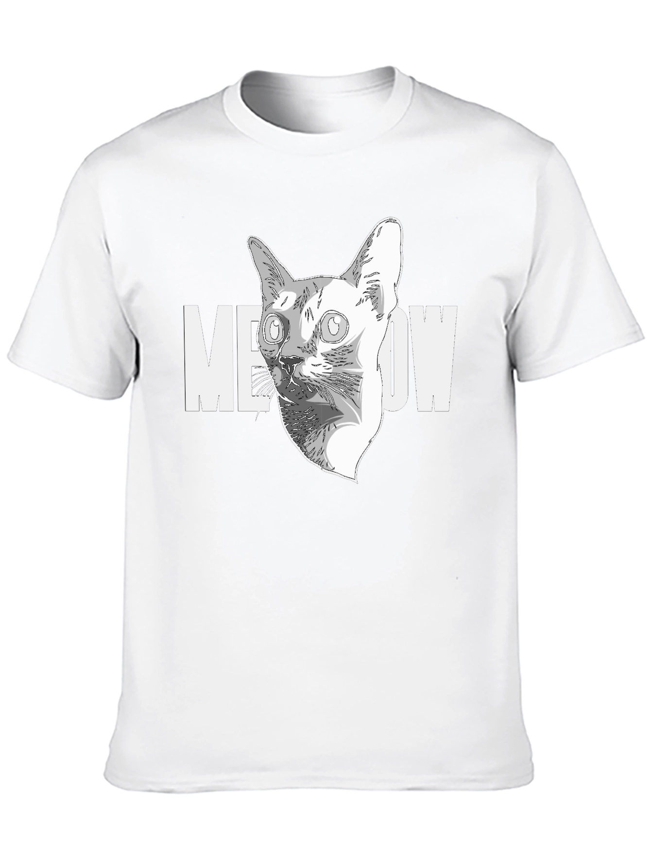 Meow Cat Graphic Black T-Shirt