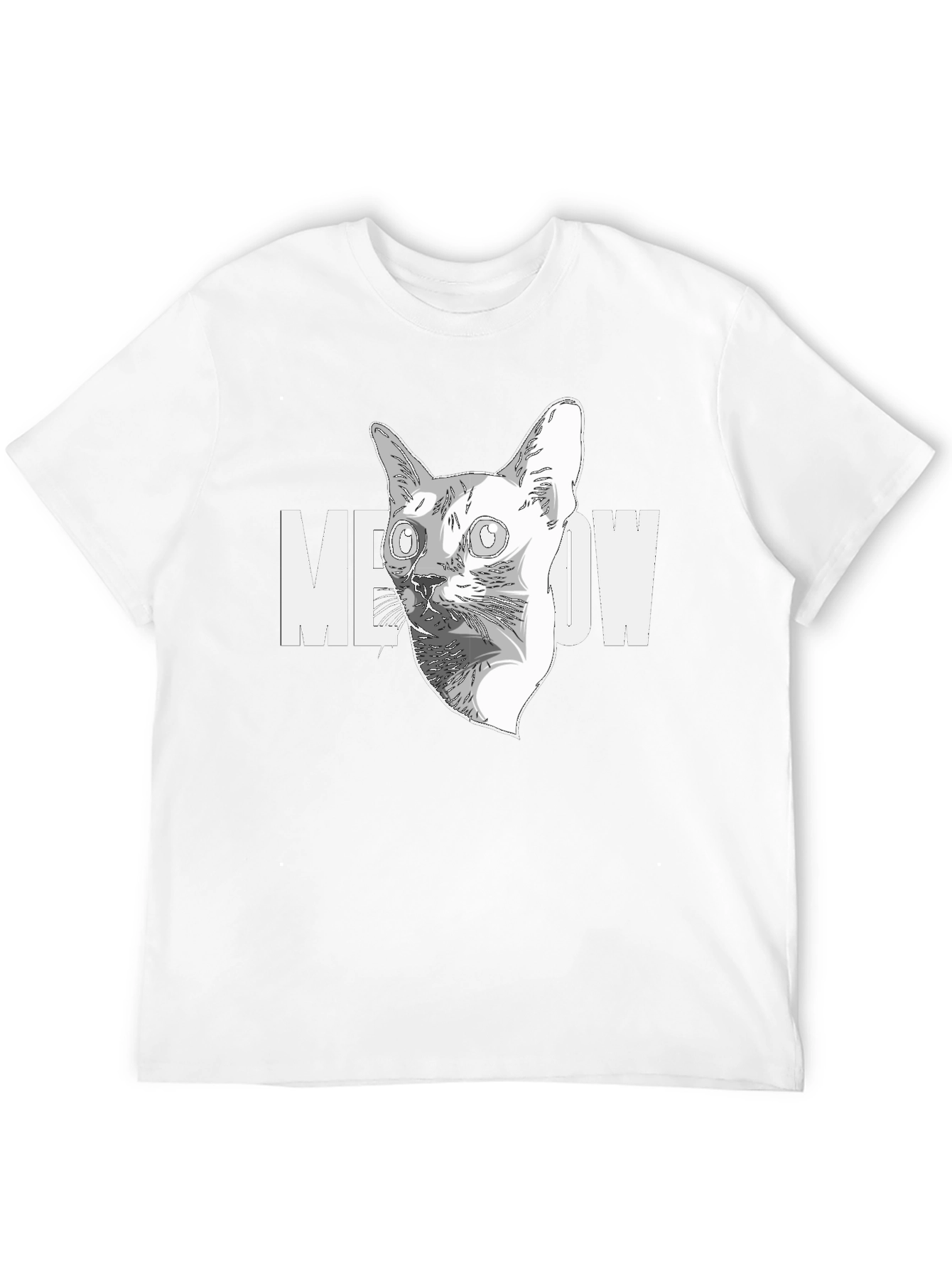 Meow Cat Graphic Black T-Shirt