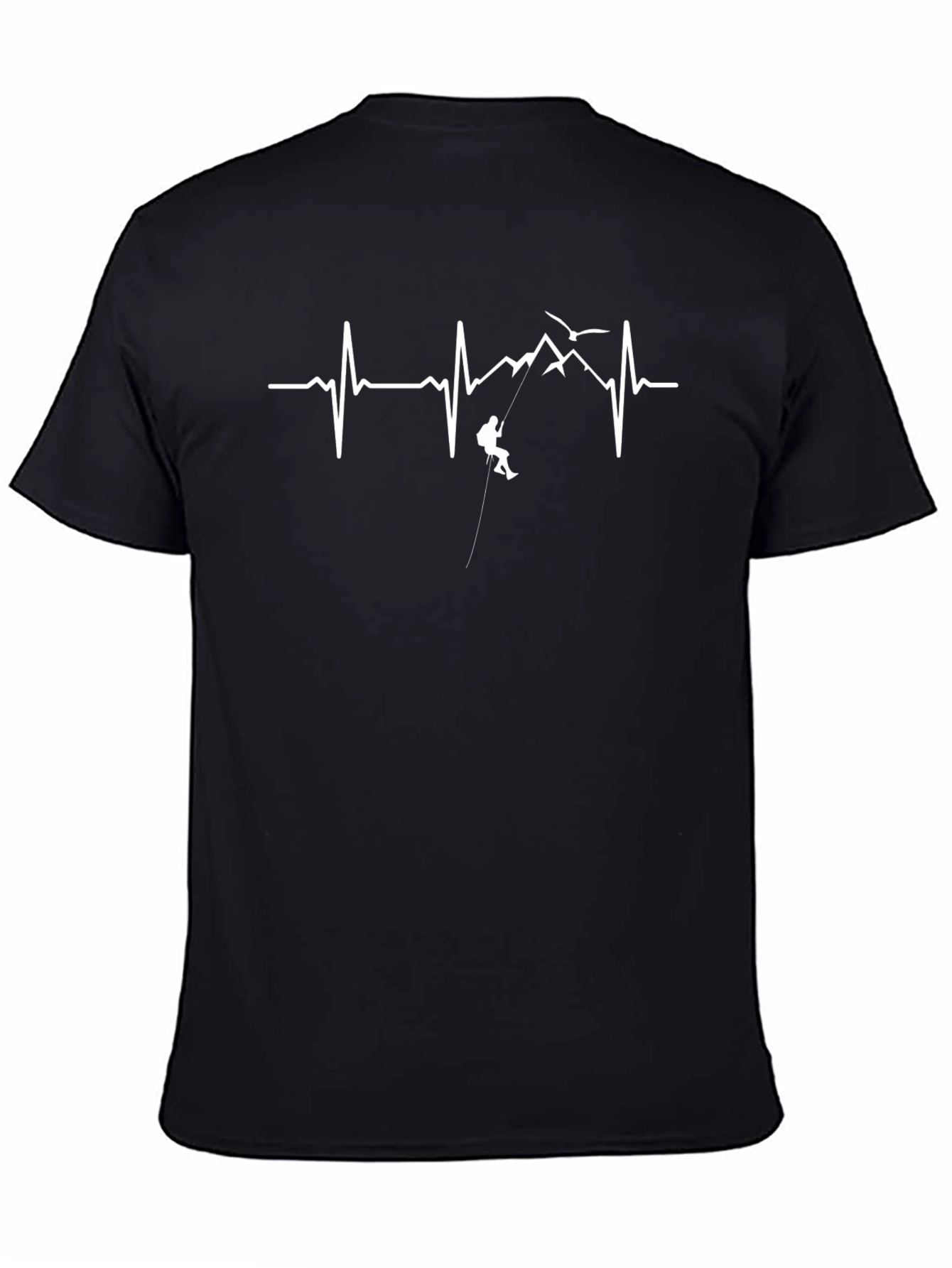 Adventure Heartbeat Tee - Black Cotton Climber Design