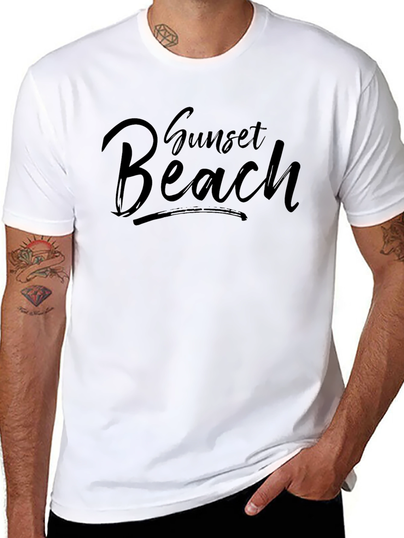Sunset Beach Graphic T-Shirt - Black