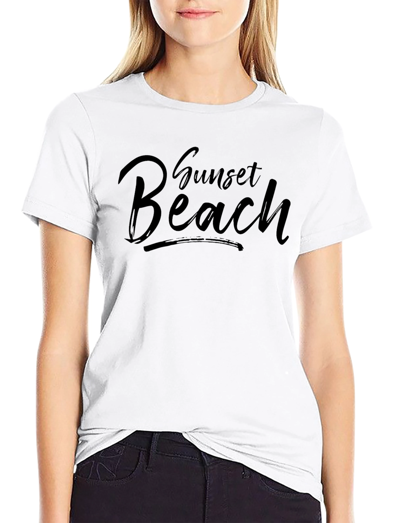 Sunset Beach Graphic T-Shirt - Black