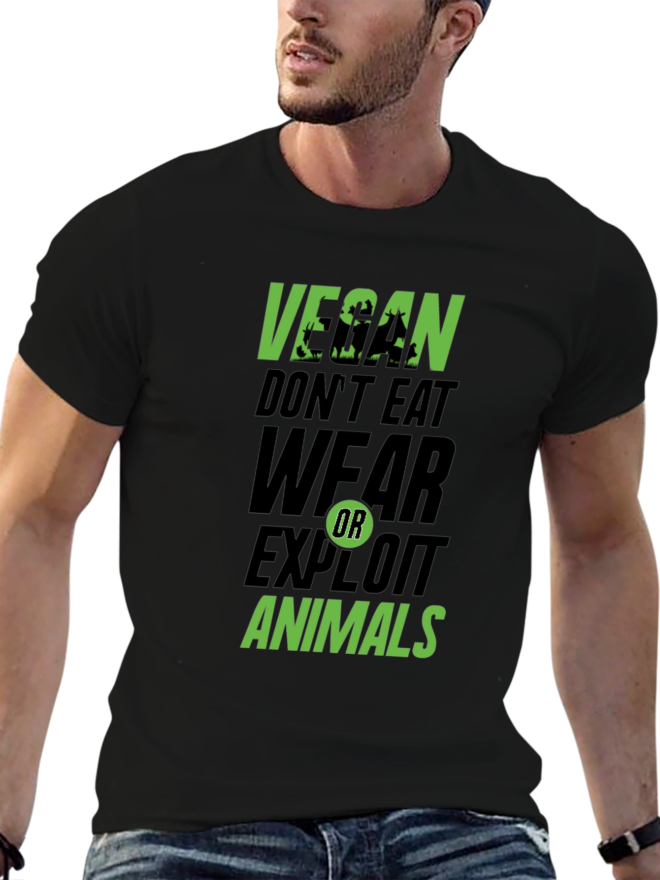 Vegan Dont Eat Wear Exploit Animals Graphic Tee