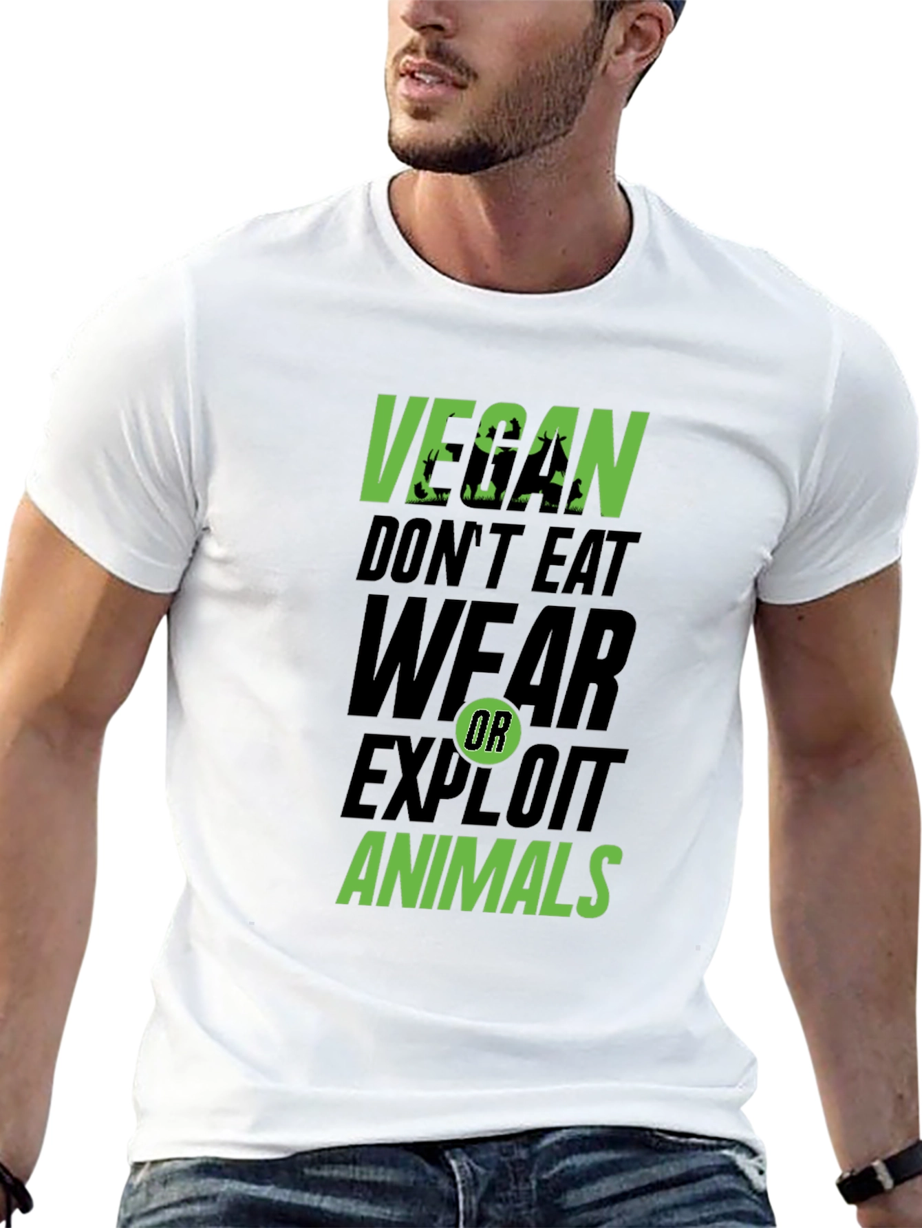 Vegan Dont Eat Wear Exploit Animals Graphic Tee