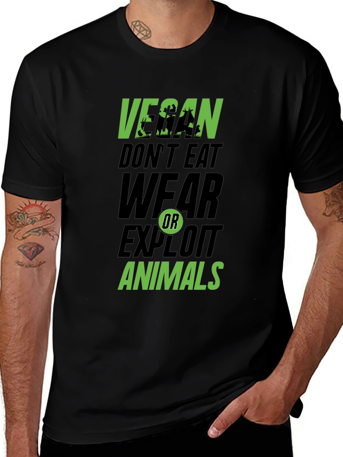 Vegan Dont Eat Wear Exploit Animals Graphic Tee