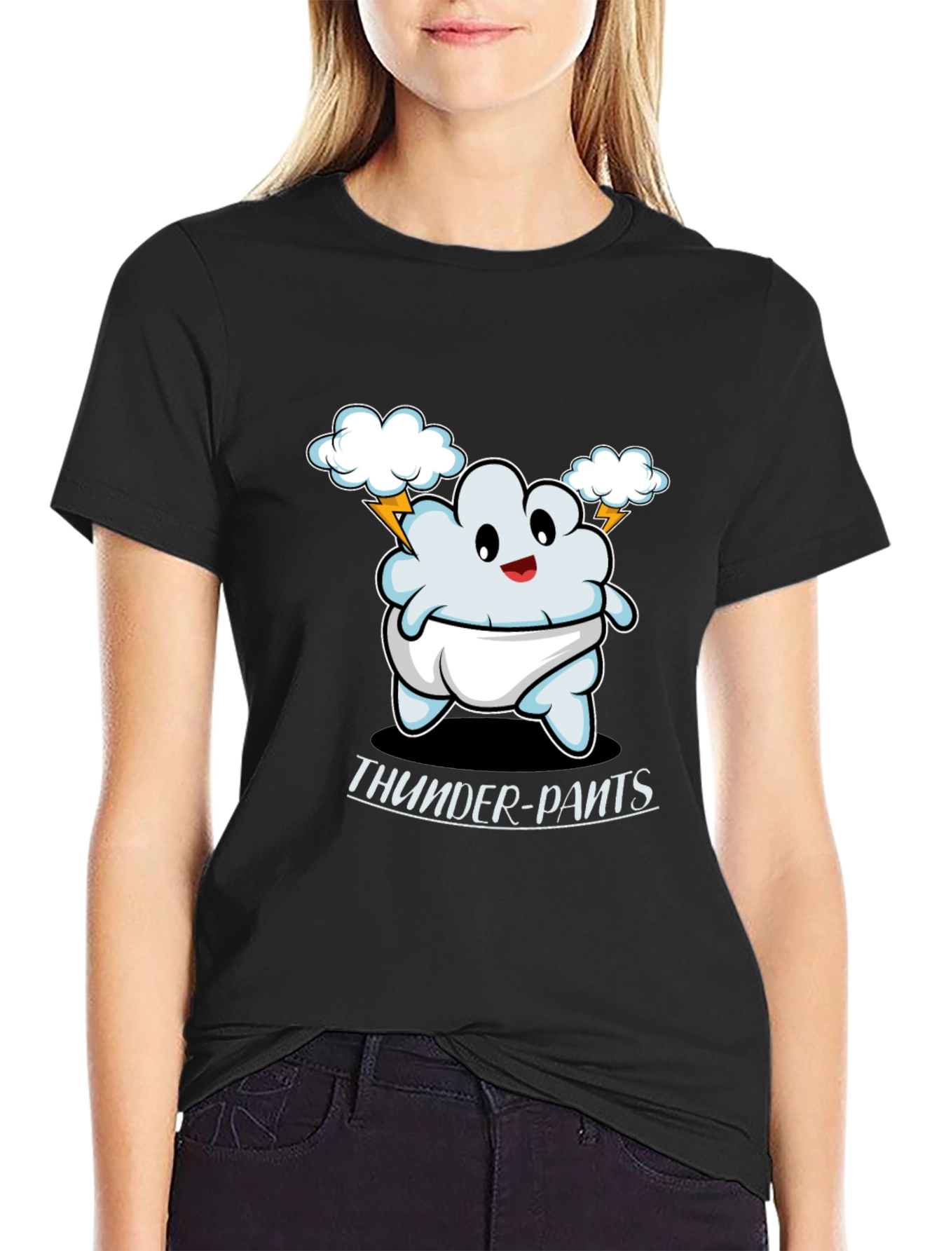 Thunder Pants Cartoon Graphic T-Shirt