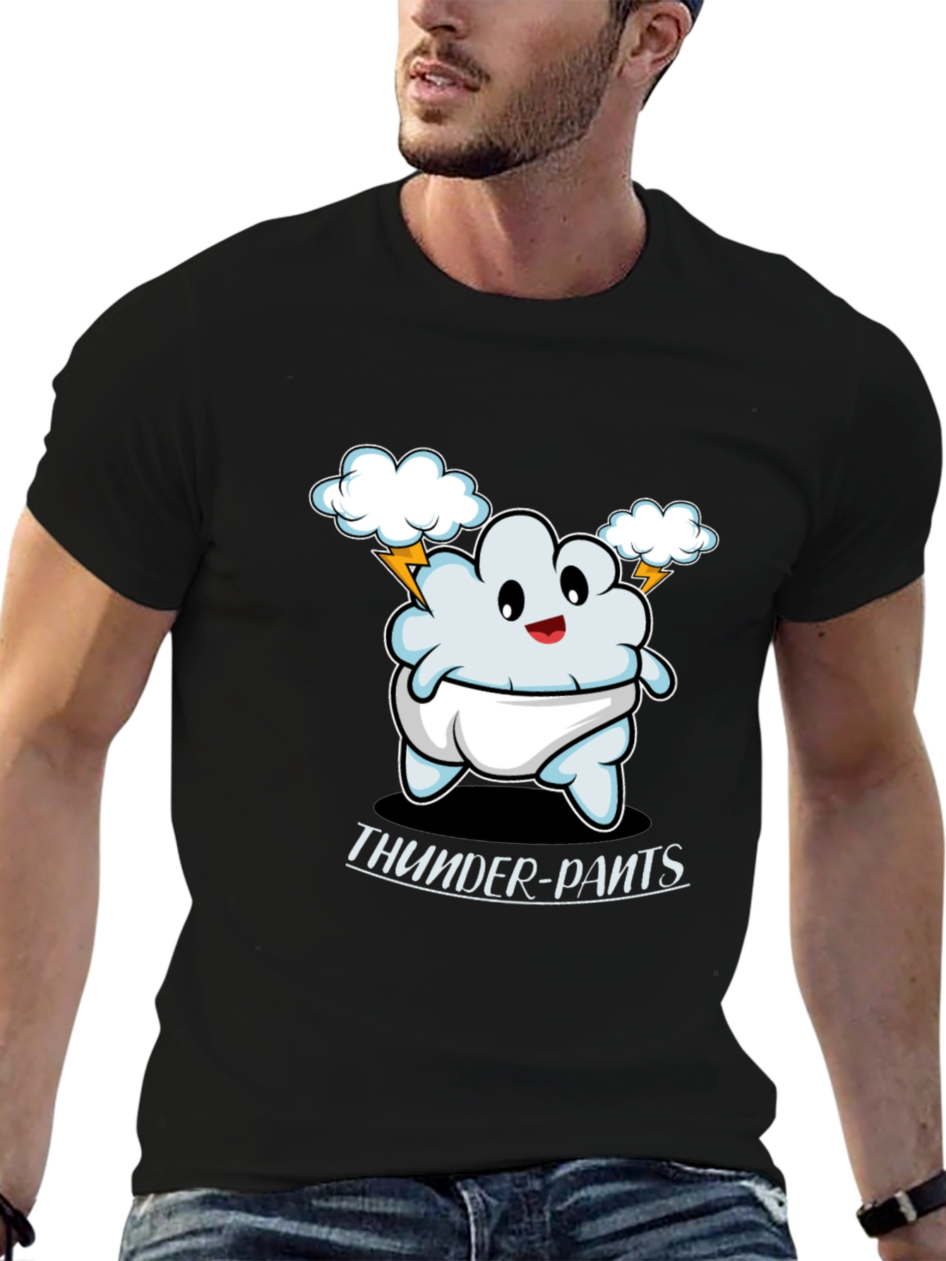 Thunder Pants Cartoon Graphic T-Shirt