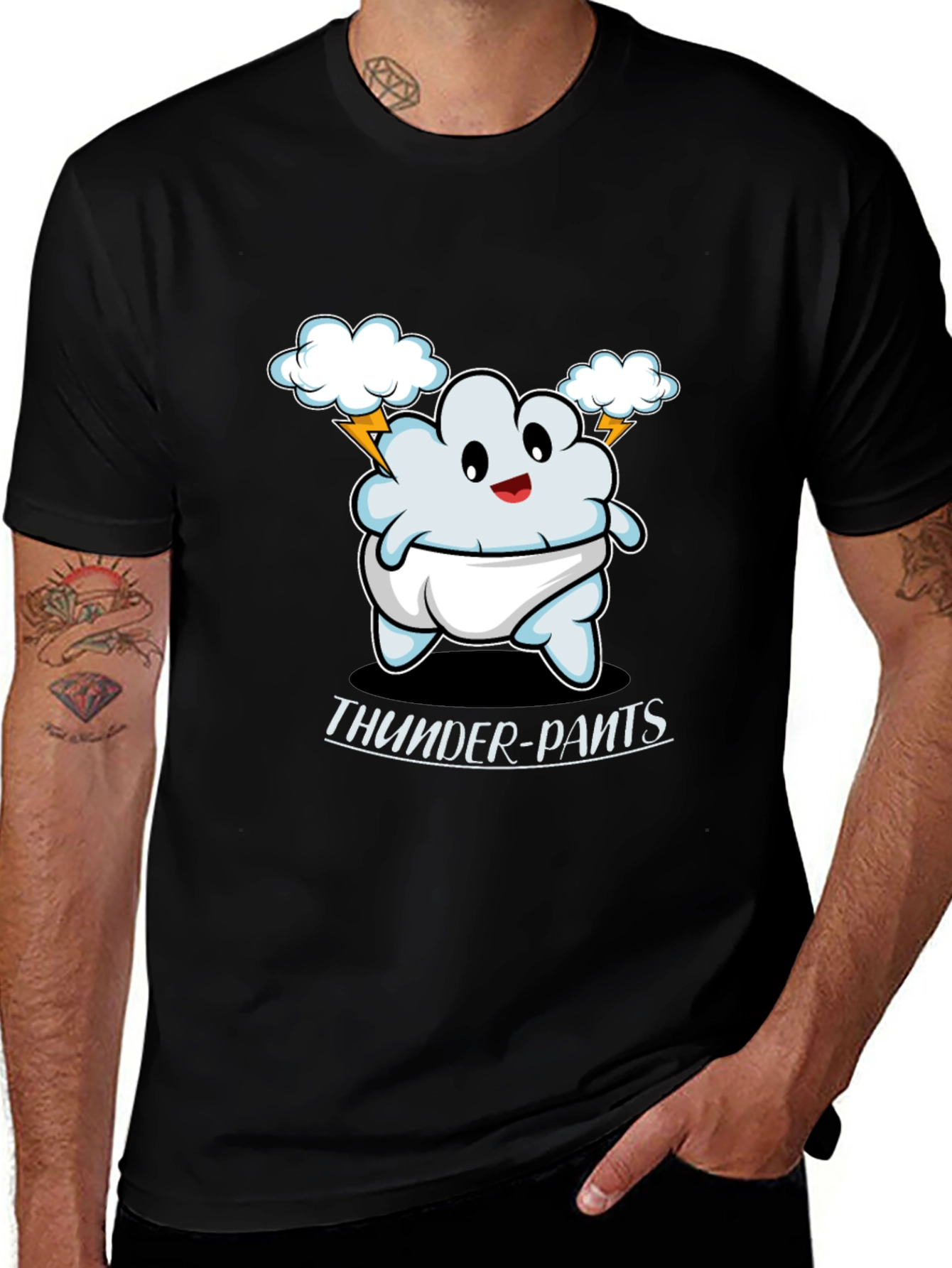 Thunder Pants Cartoon Graphic T-Shirt
