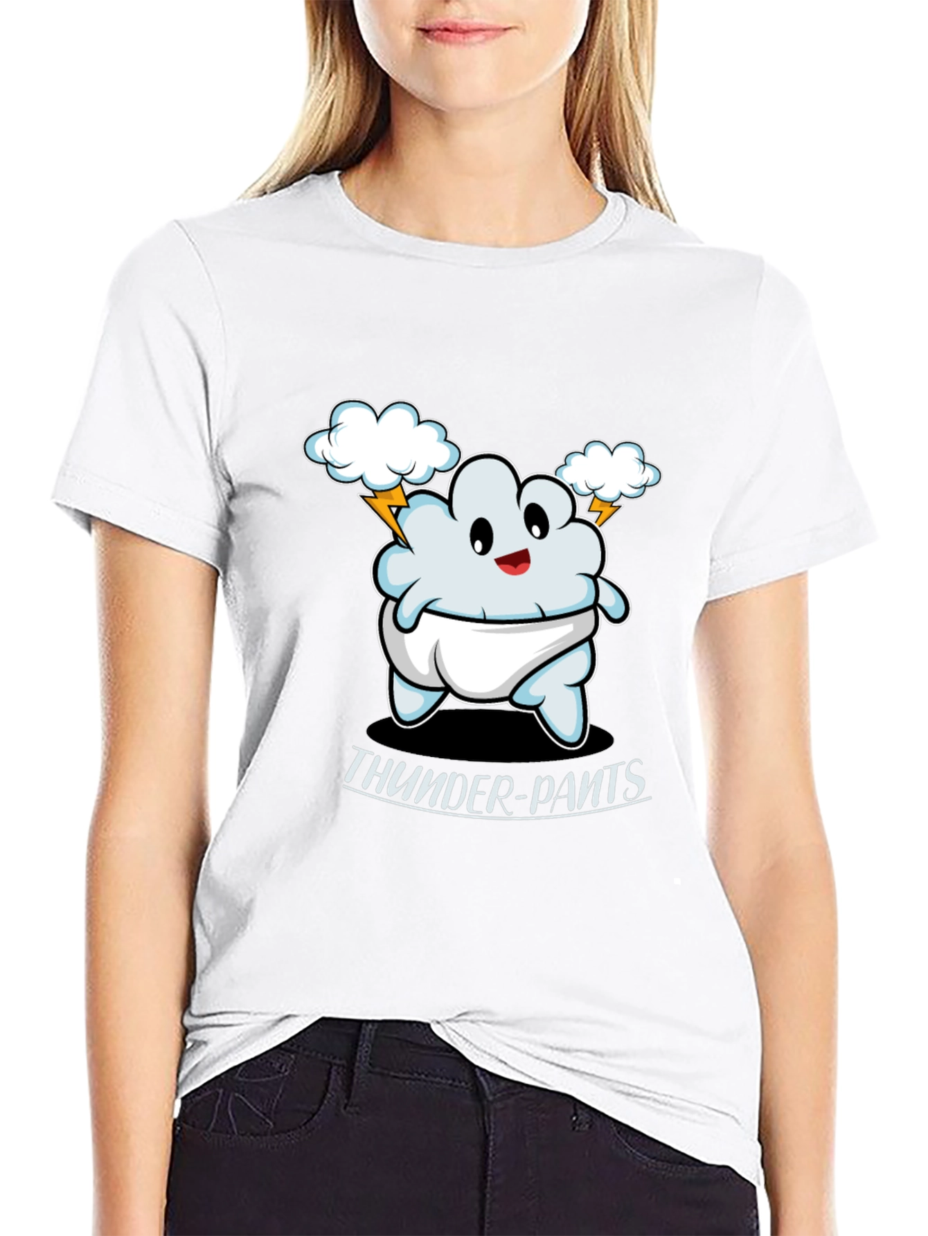 Thunder Pants Cartoon Graphic T-Shirt