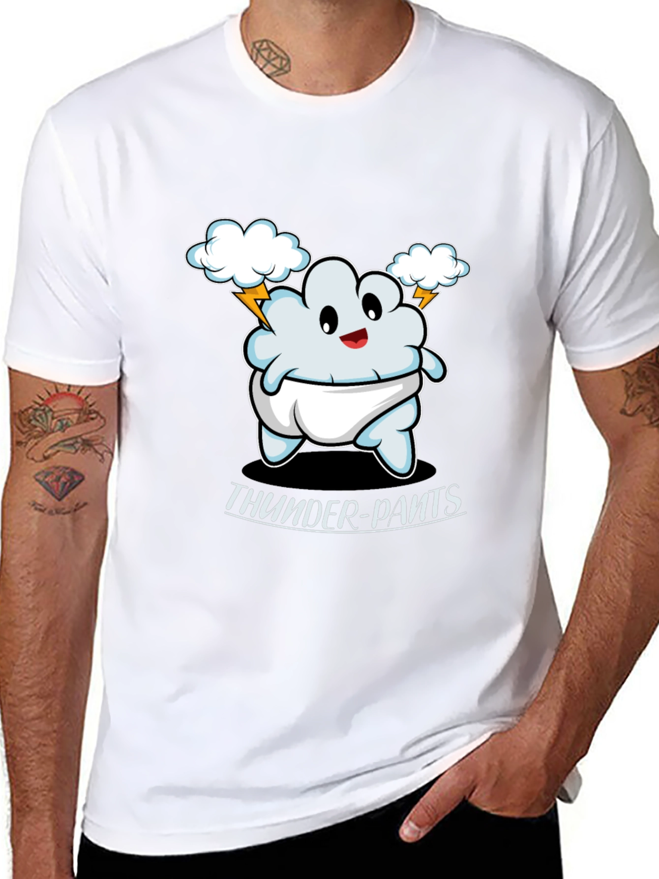 Thunder Pants Cartoon Graphic T-Shirt