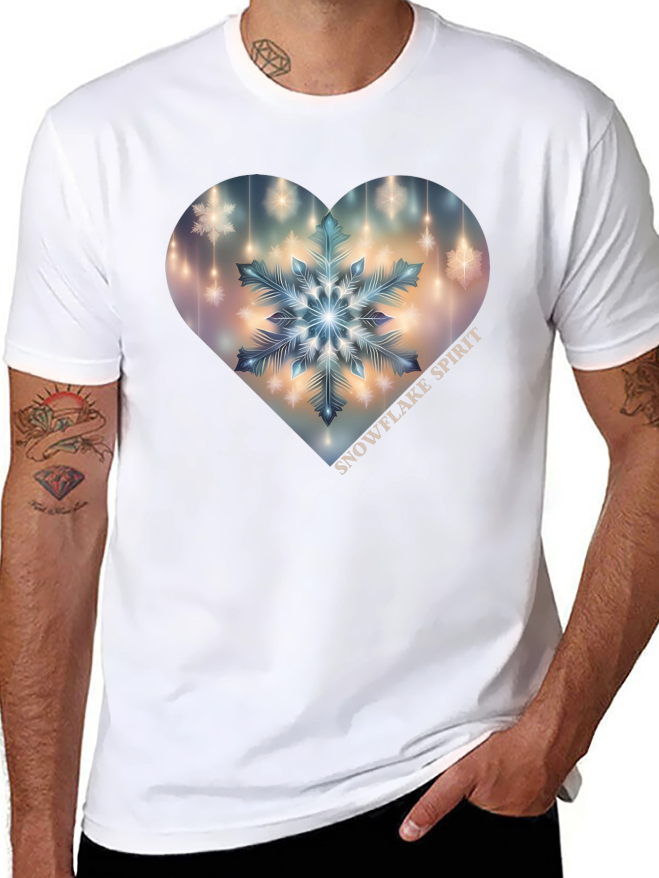 Snowflake Spirit Heart Graphic Tee - Black