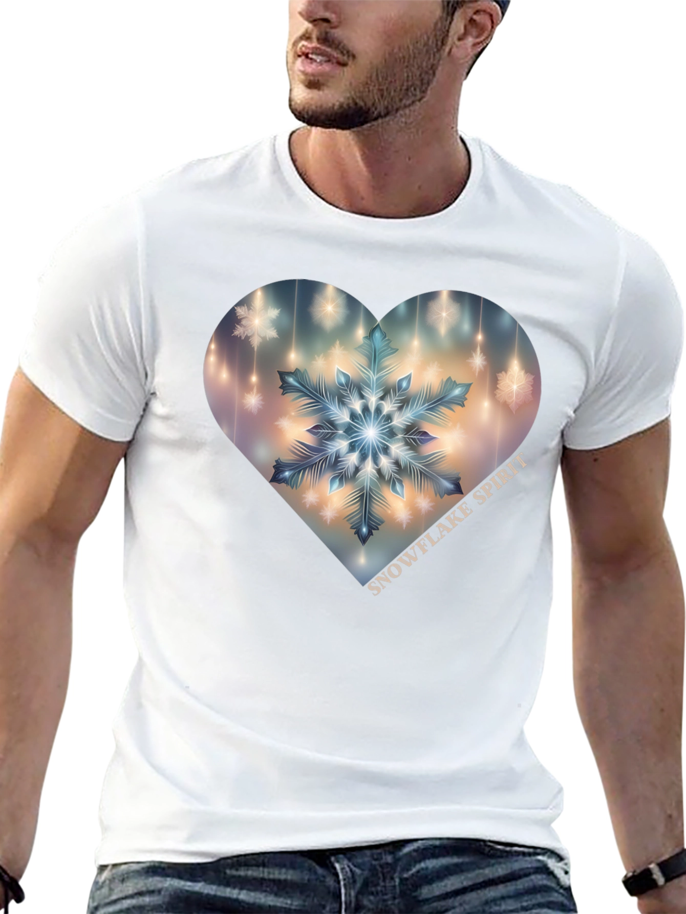Snowflake Spirit Heart Graphic Tee - Black