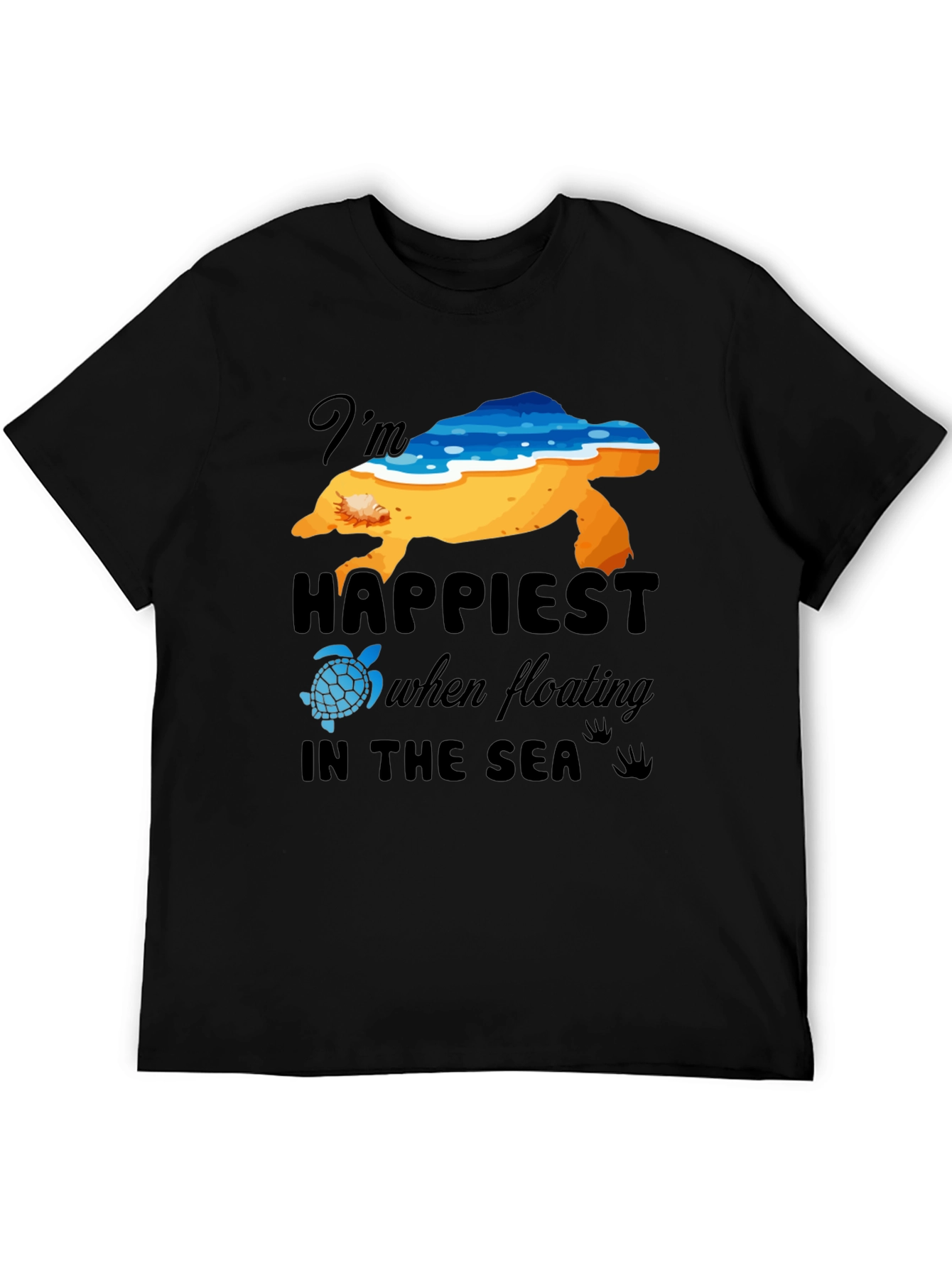 Happiest in the Sea Turtle Graphic Tee - Black