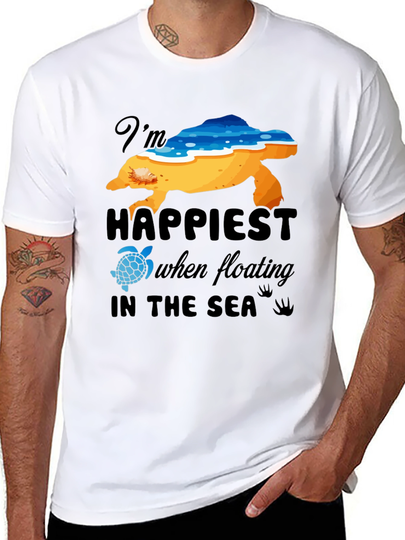 Happiest in the Sea Turtle Graphic Tee - Black