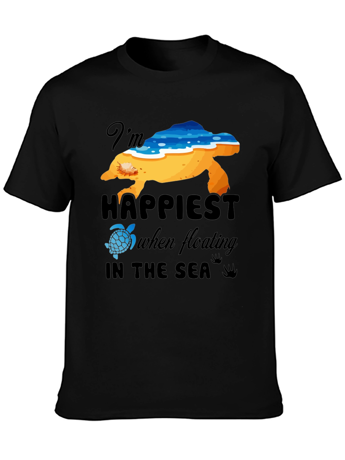 Happiest in the Sea Turtle Graphic Tee - Black