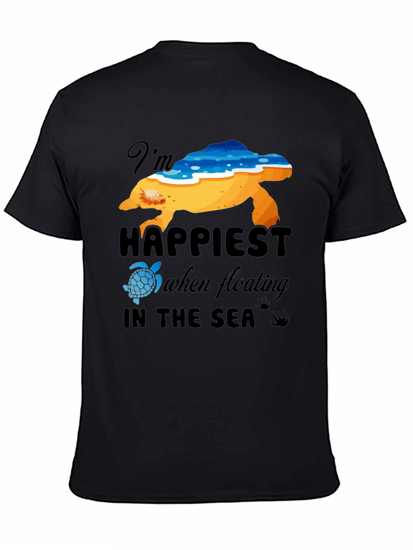 Happiest in the Sea Turtle Graphic Tee - Black