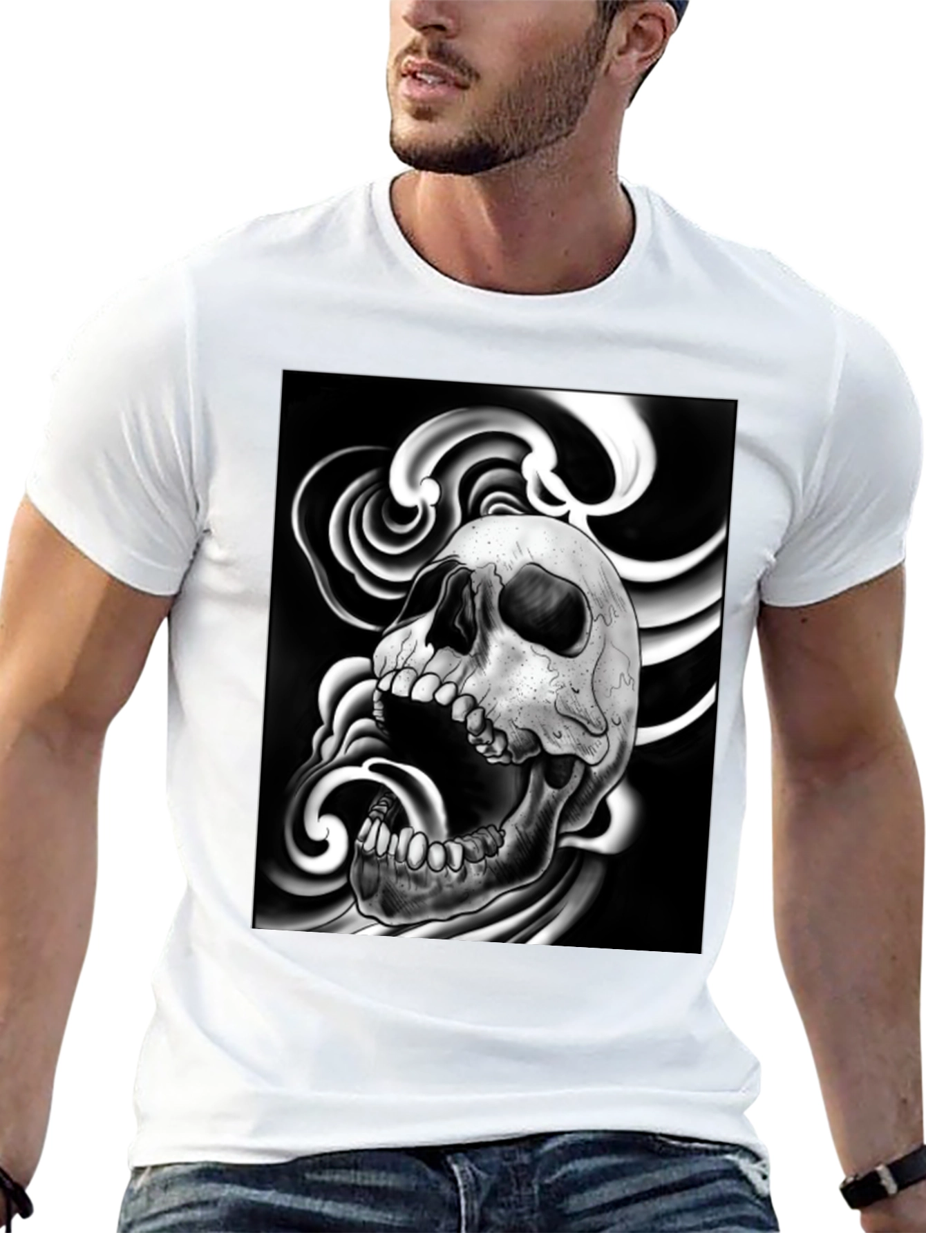 Skull Graphic Print Black T-Shirt