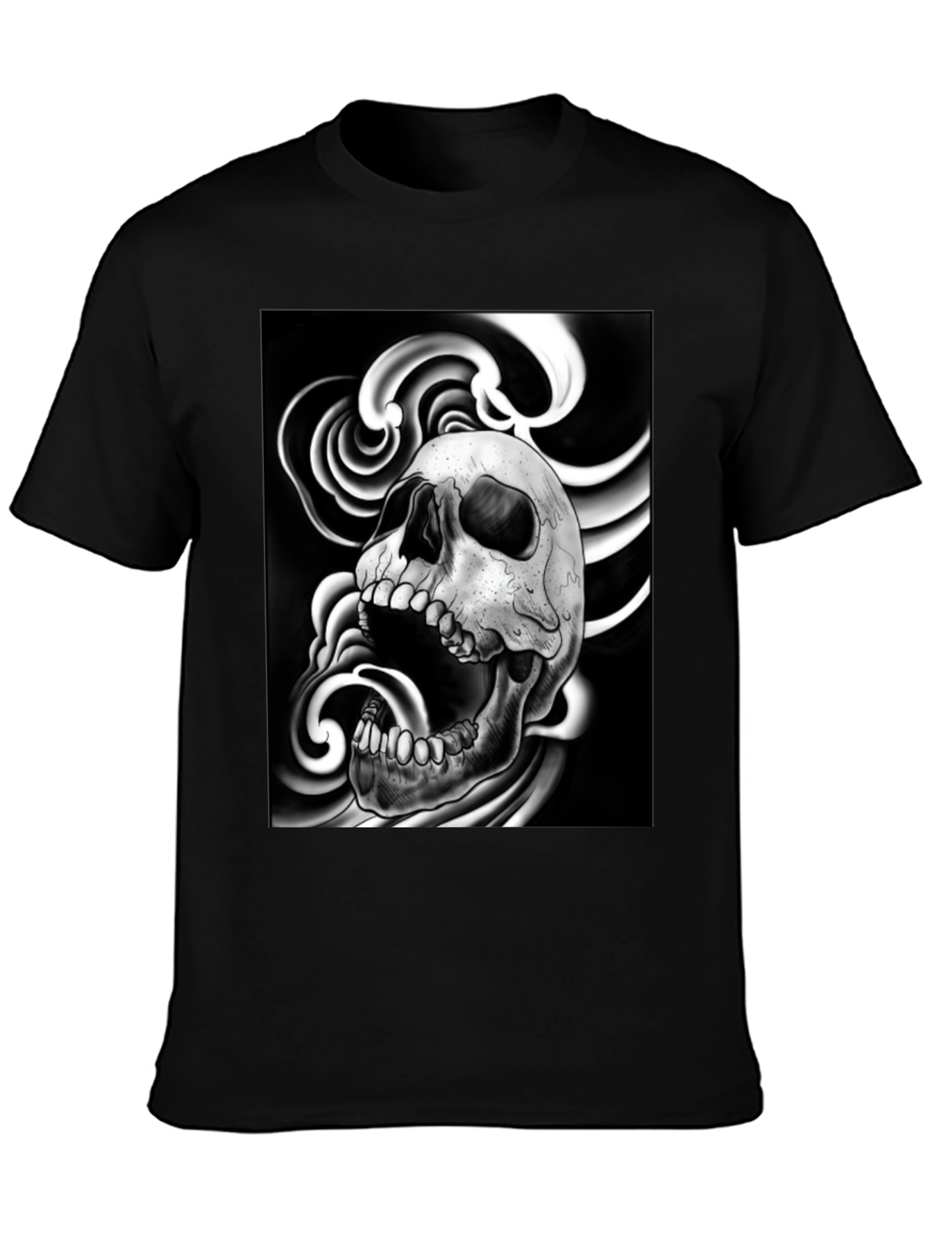 Skull Graphic Print Black T-Shirt
