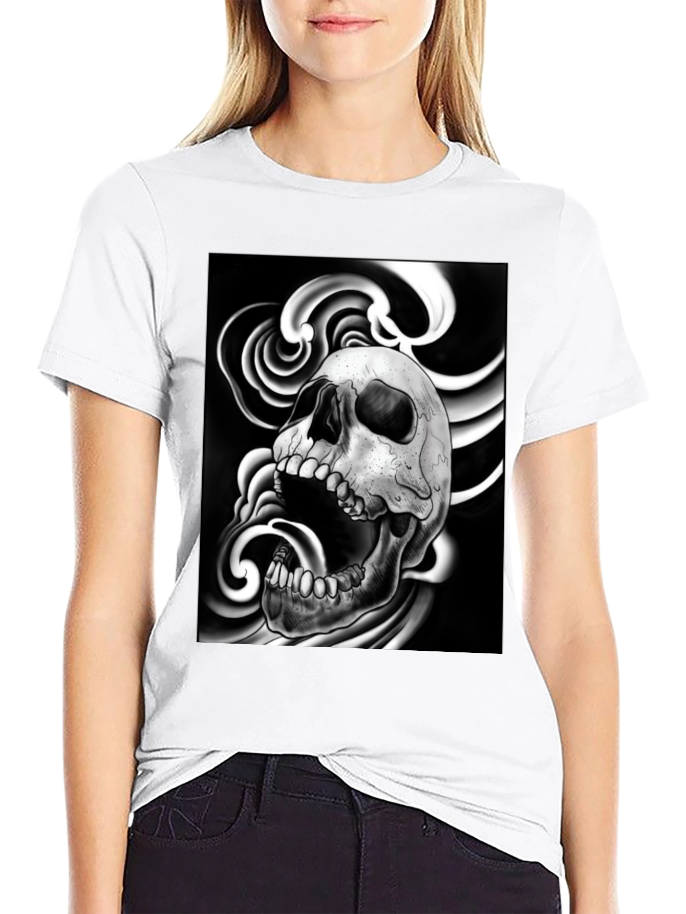 Skull Graphic Print Black T-Shirt