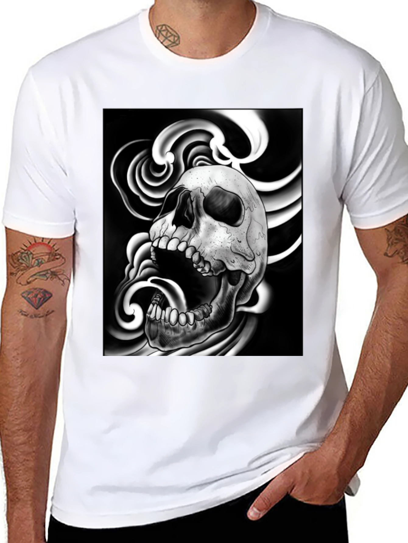 Skull Graphic Print Black T-Shirt