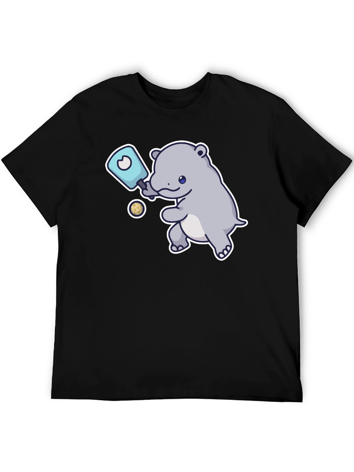 Hippo Pickleball T-Shirt - Cute Cartoon Design