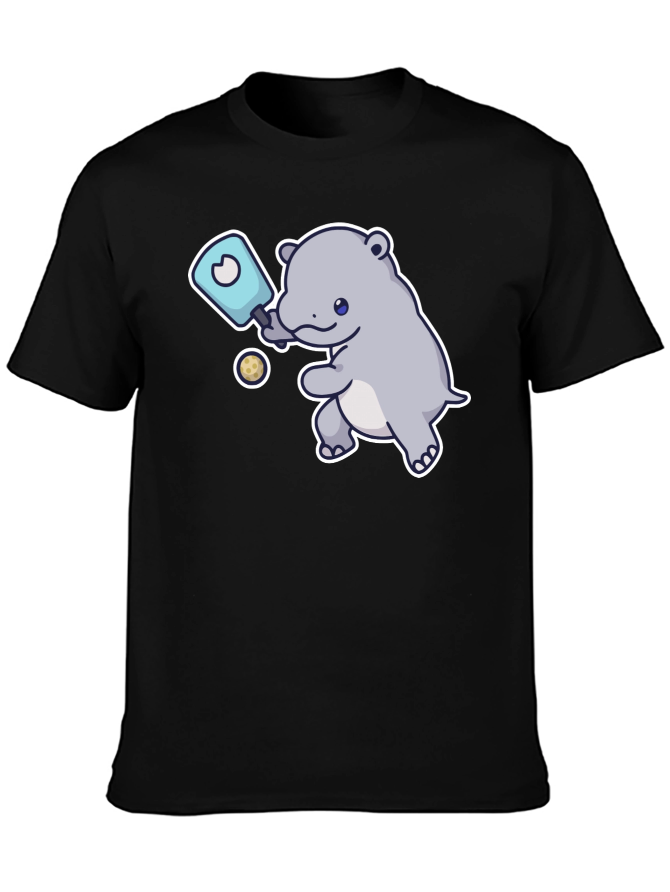 Hippo Pickleball T-Shirt - Cute Cartoon Design