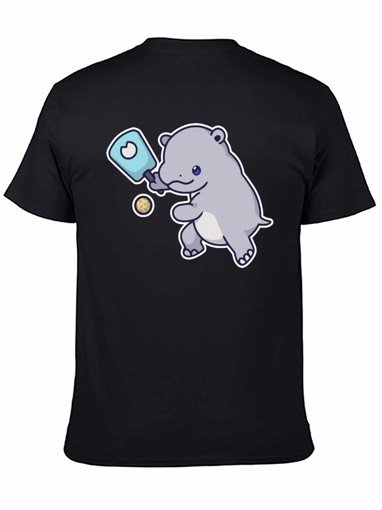 Hippo Pickleball T-Shirt - Cute Cartoon Design