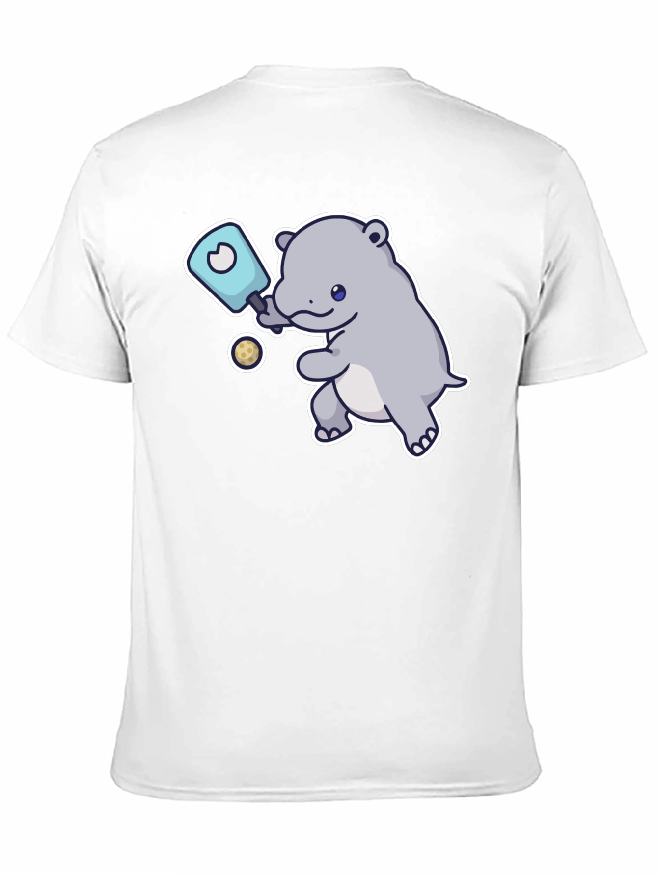 Hippo Pickleball T-Shirt - Cute Cartoon Design