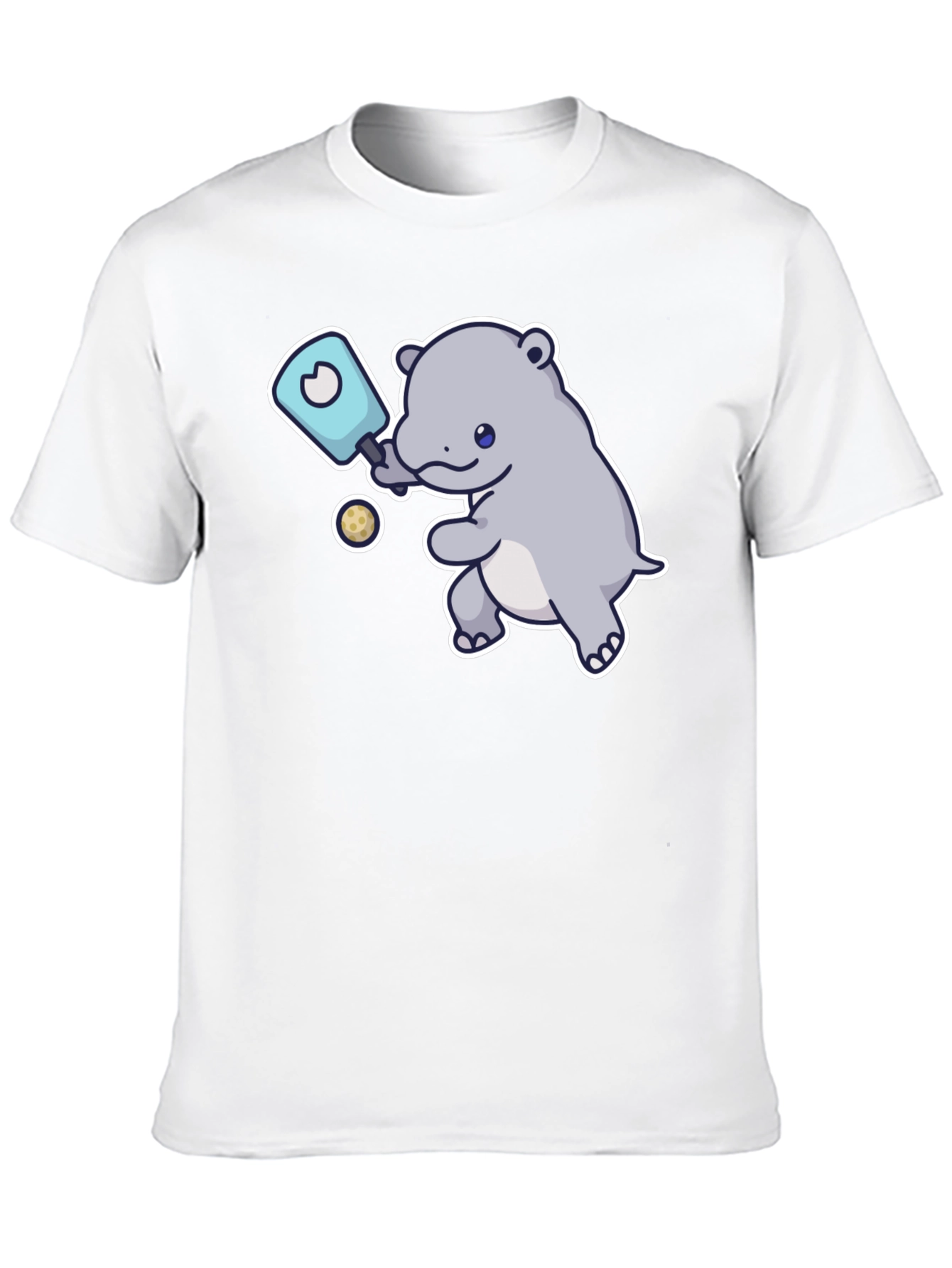 Hippo Pickleball T-Shirt - Cute Cartoon Design