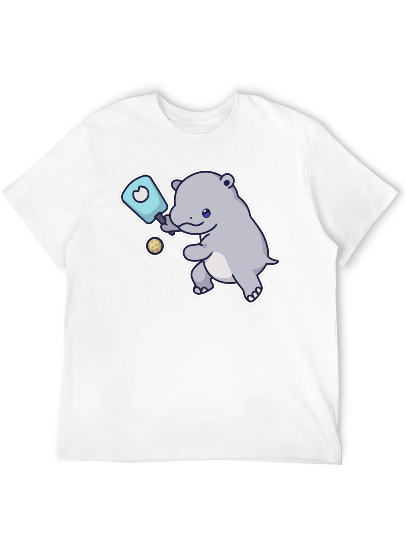 Hippo Pickleball T-Shirt - Cute Cartoon Design